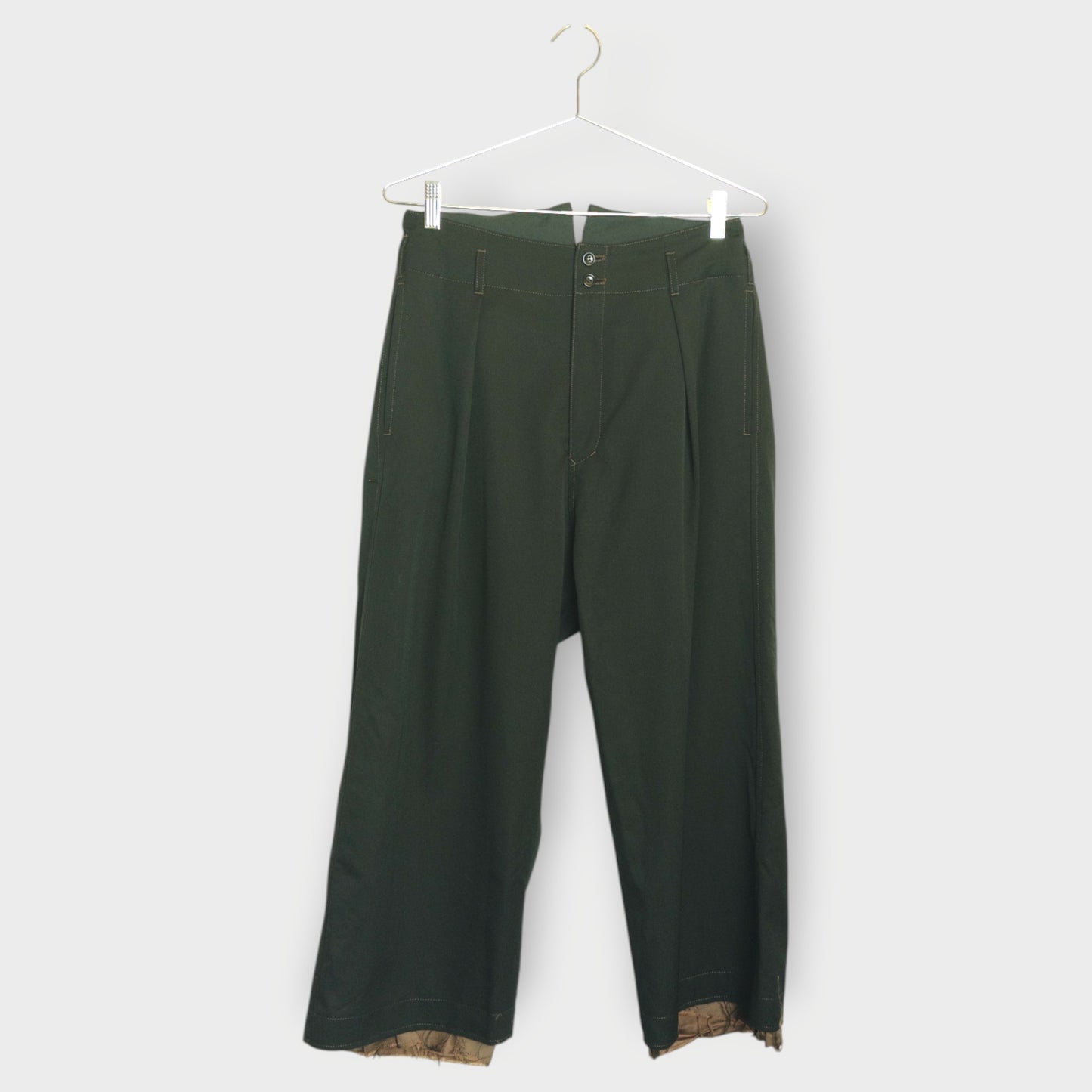Wool Frayed Trim Pants