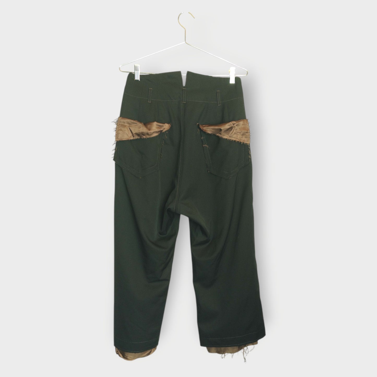 Wool Frayed Trim Pants