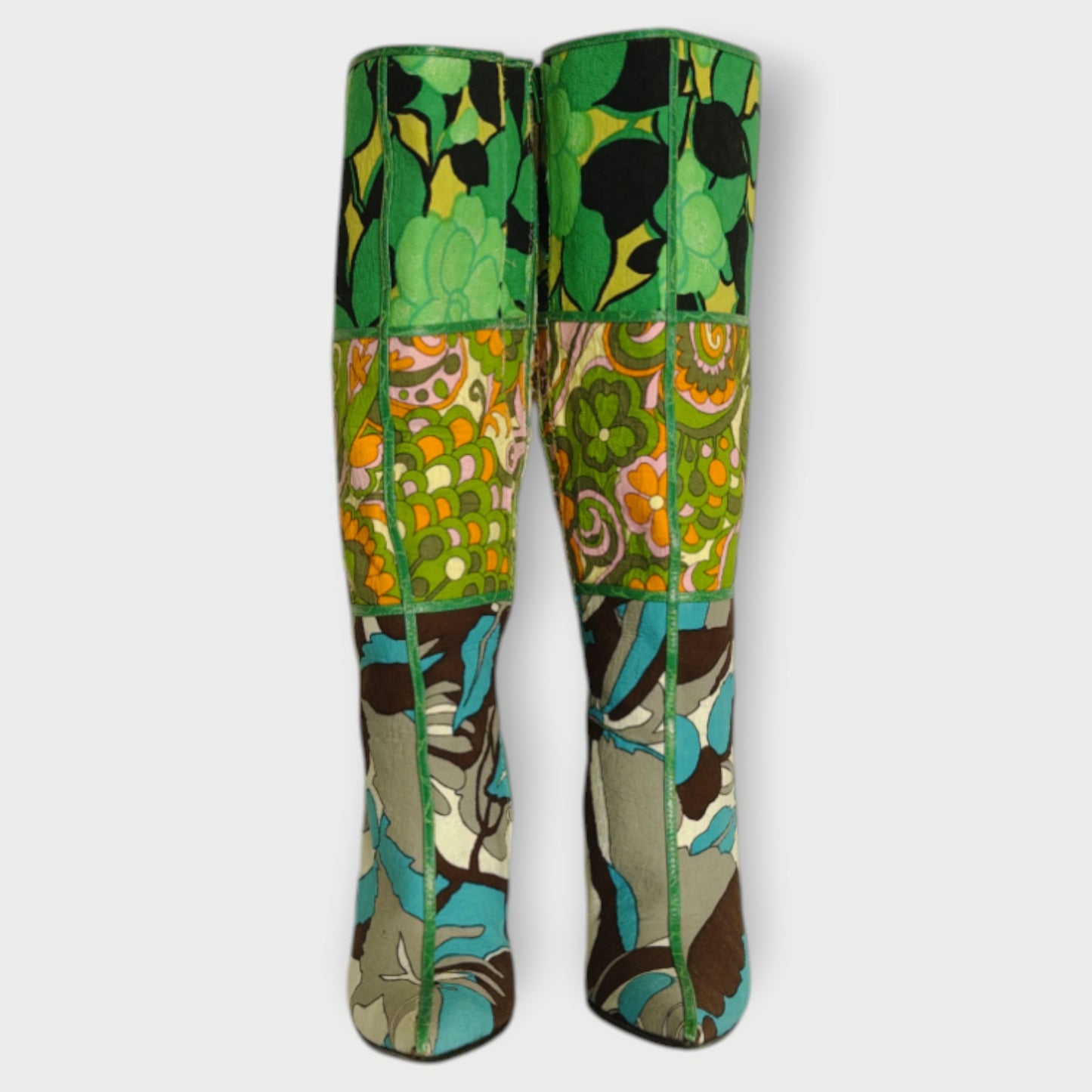 Floral Patchwork Heeled Boots