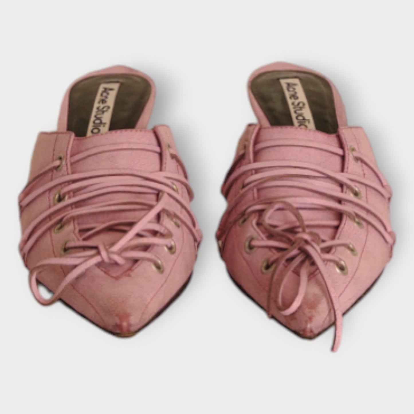 Leather Lace Up Mule Heel
