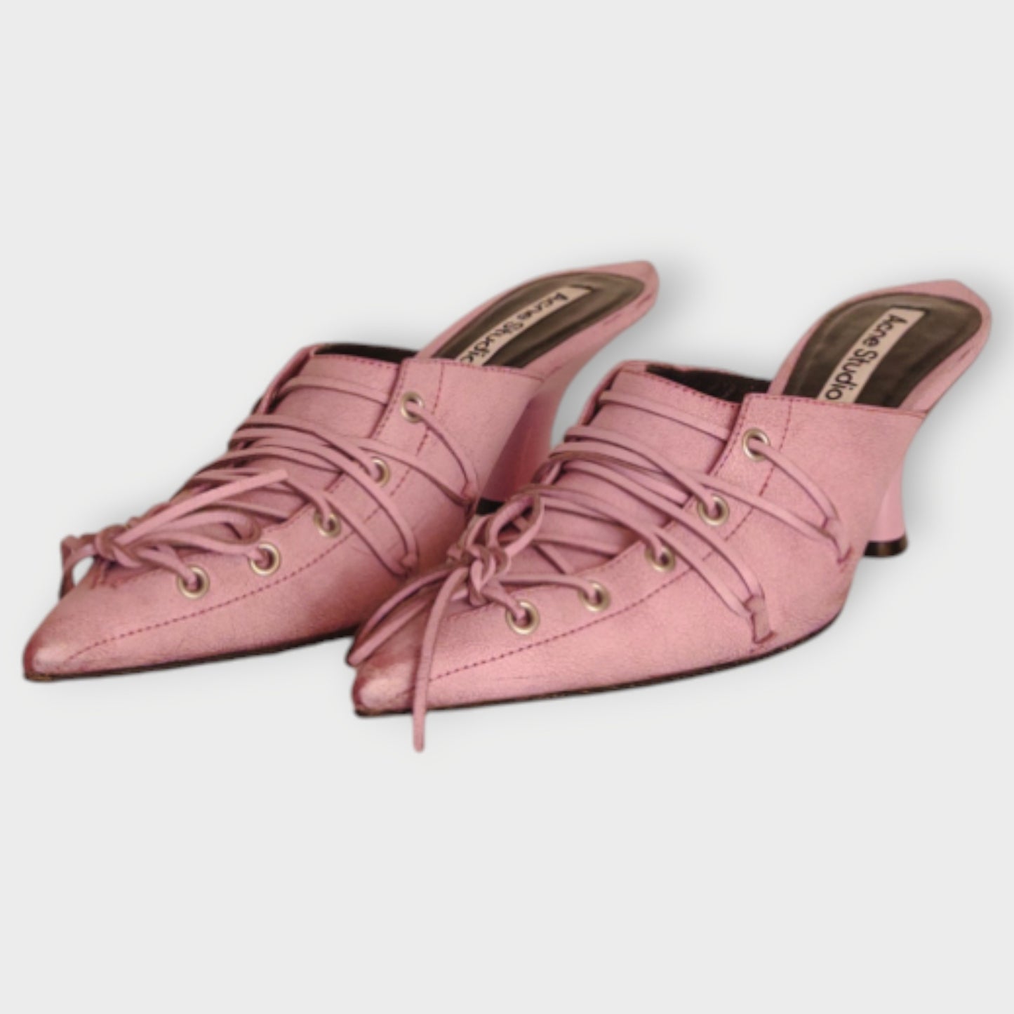 Leather Lace Up Mule Heel