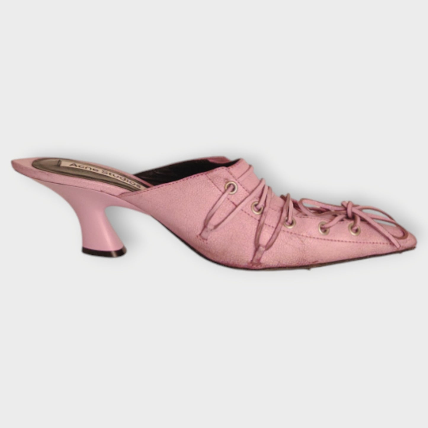 Leather Lace Up Mule Heel