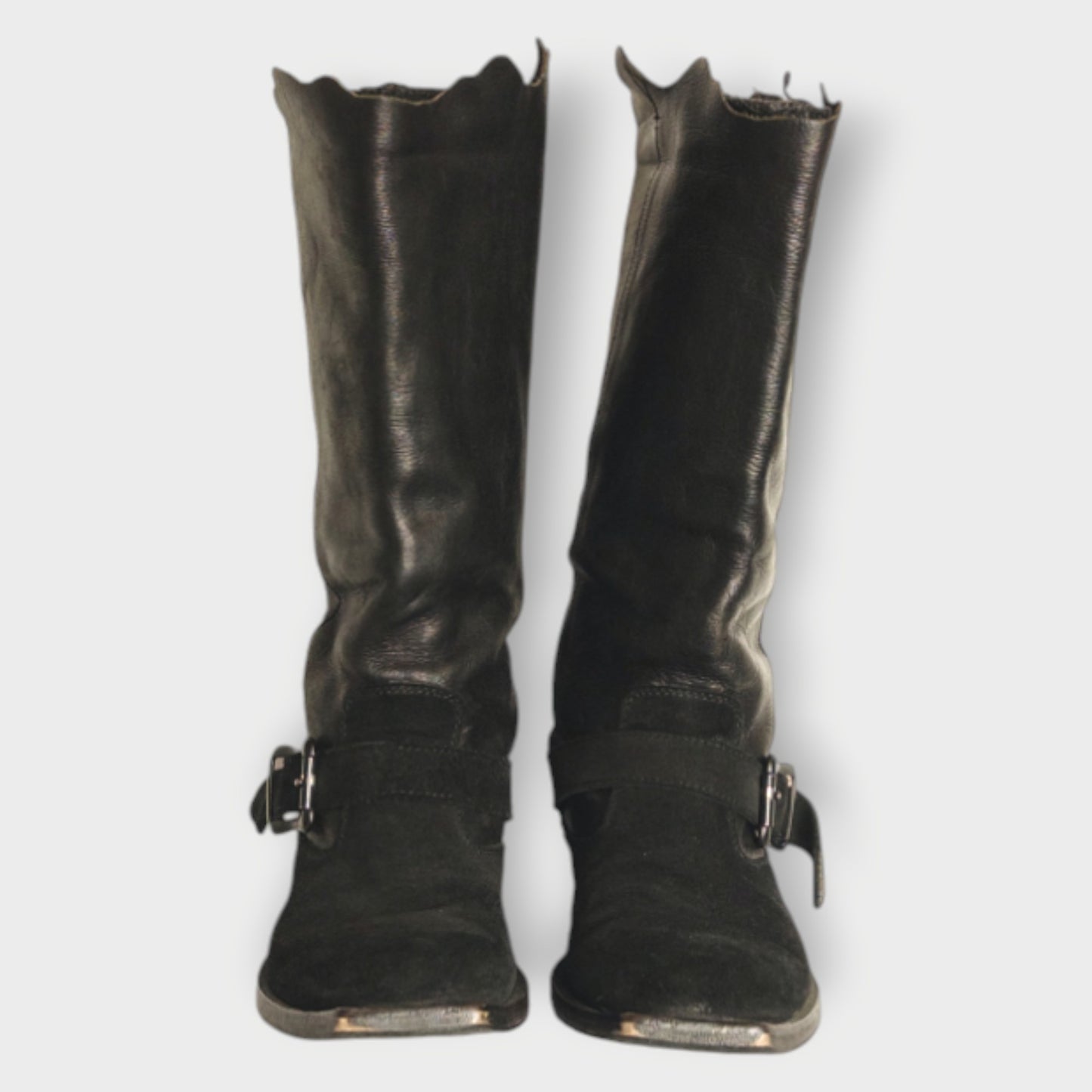 Suede/Leather Biker Boot