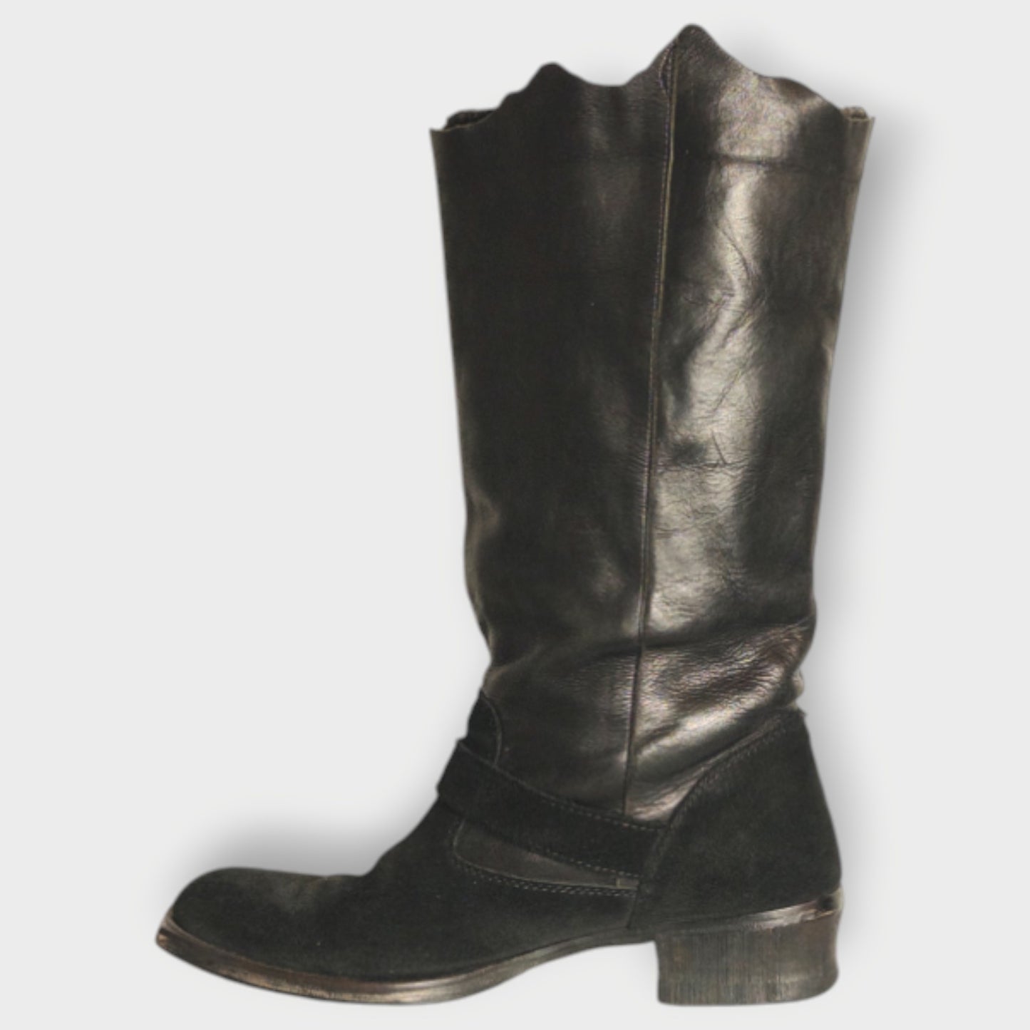 Suede/Leather Biker Boot