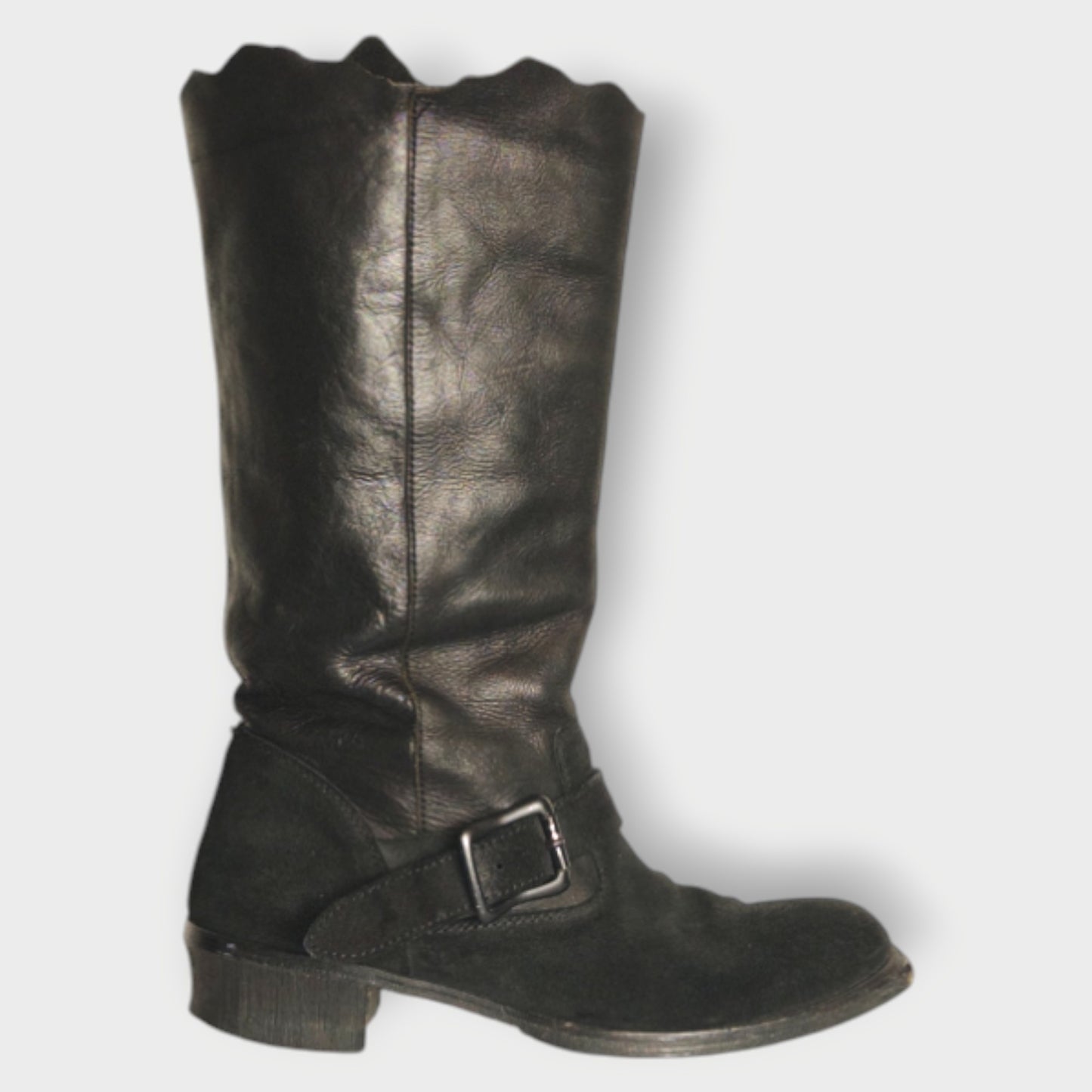 Suede/Leather Biker Boot