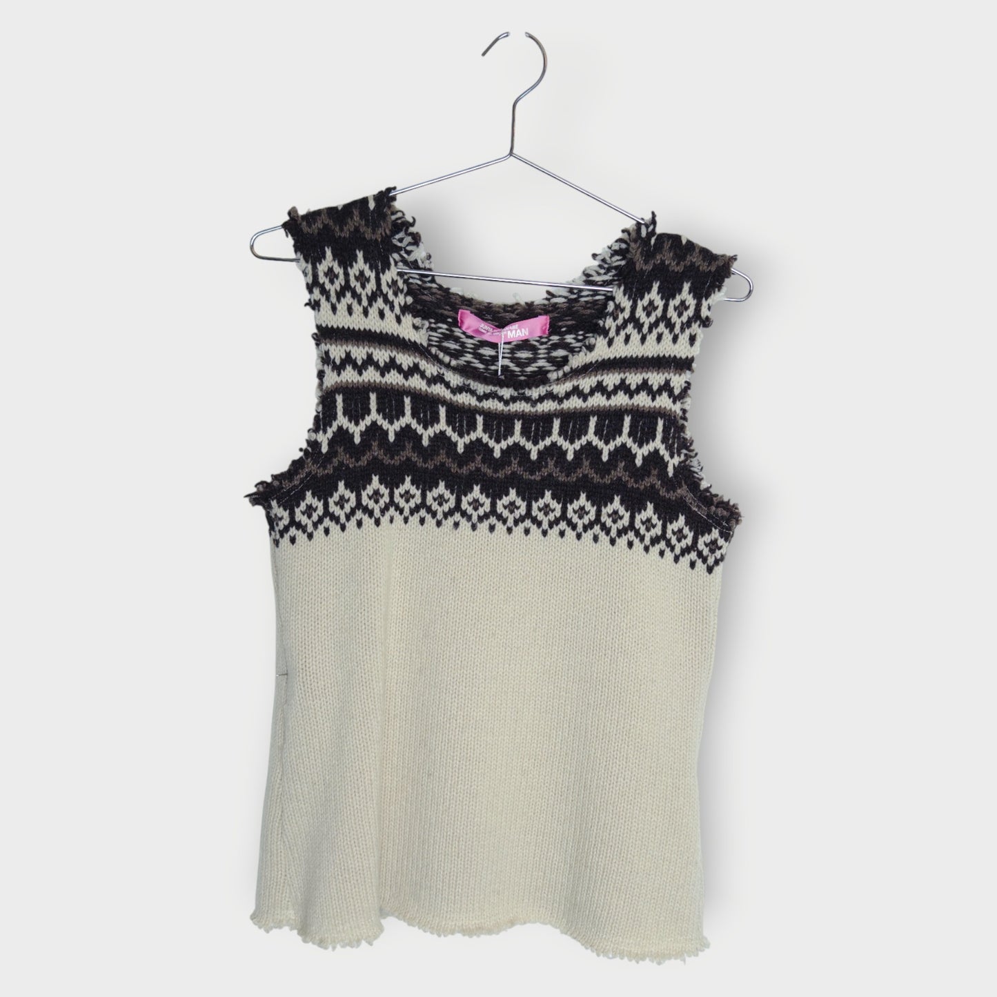Brown & Cream Knit Vest #5ZNBU6
