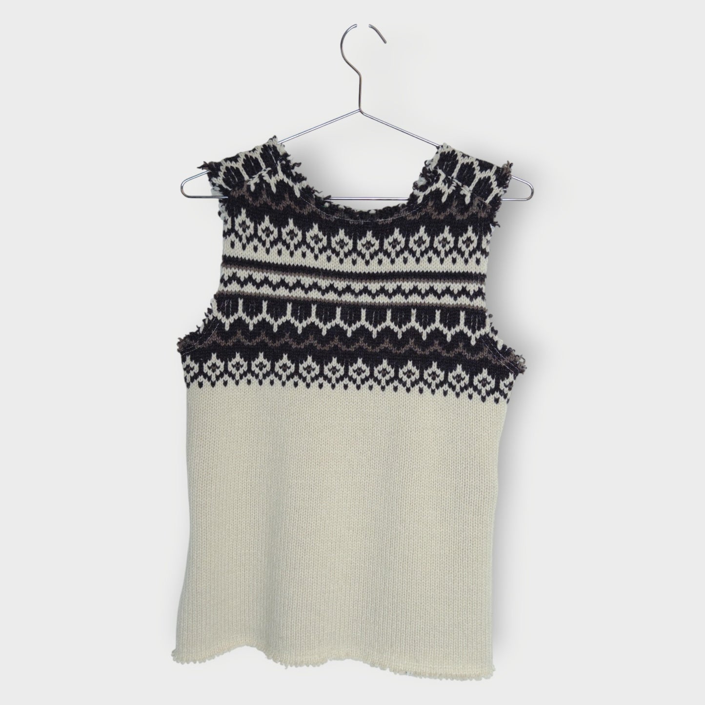 Brown & Cream Knit Vest #5ZNBU6