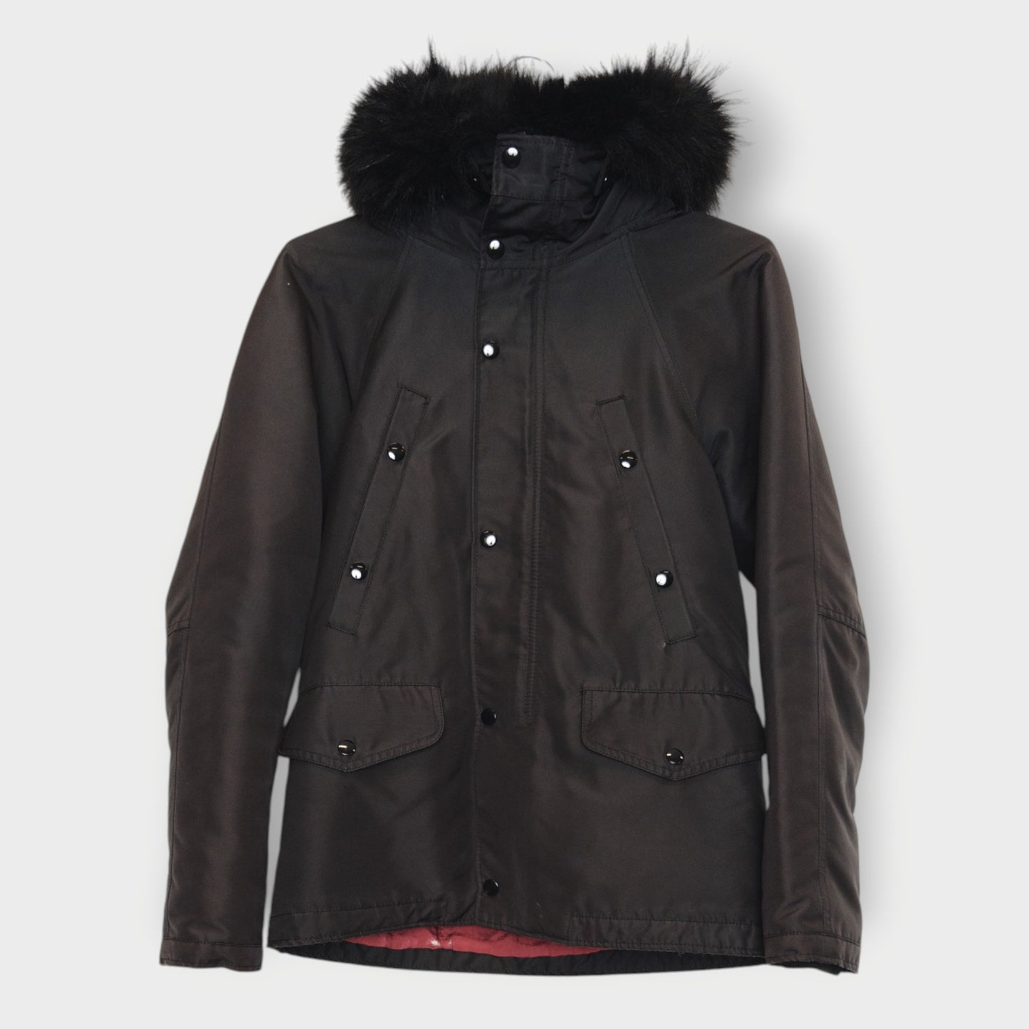 Nylon Fur Trim Hooded Jacket