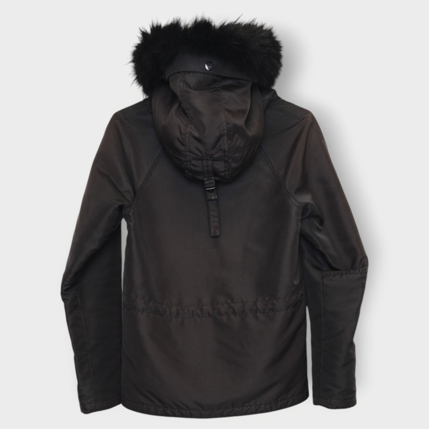 Nylon Fur Trim Hooded Jacket