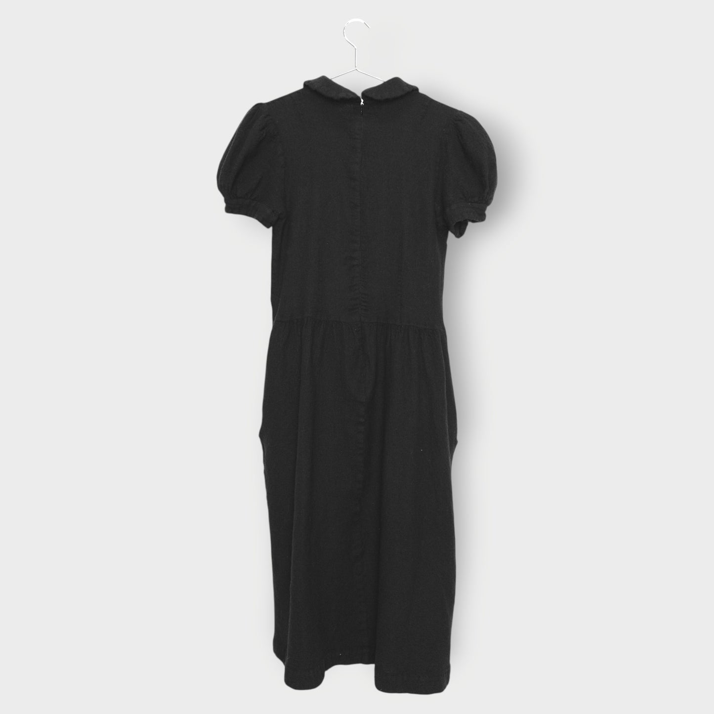 Boiled Wool Shirred Puff Midi Dress