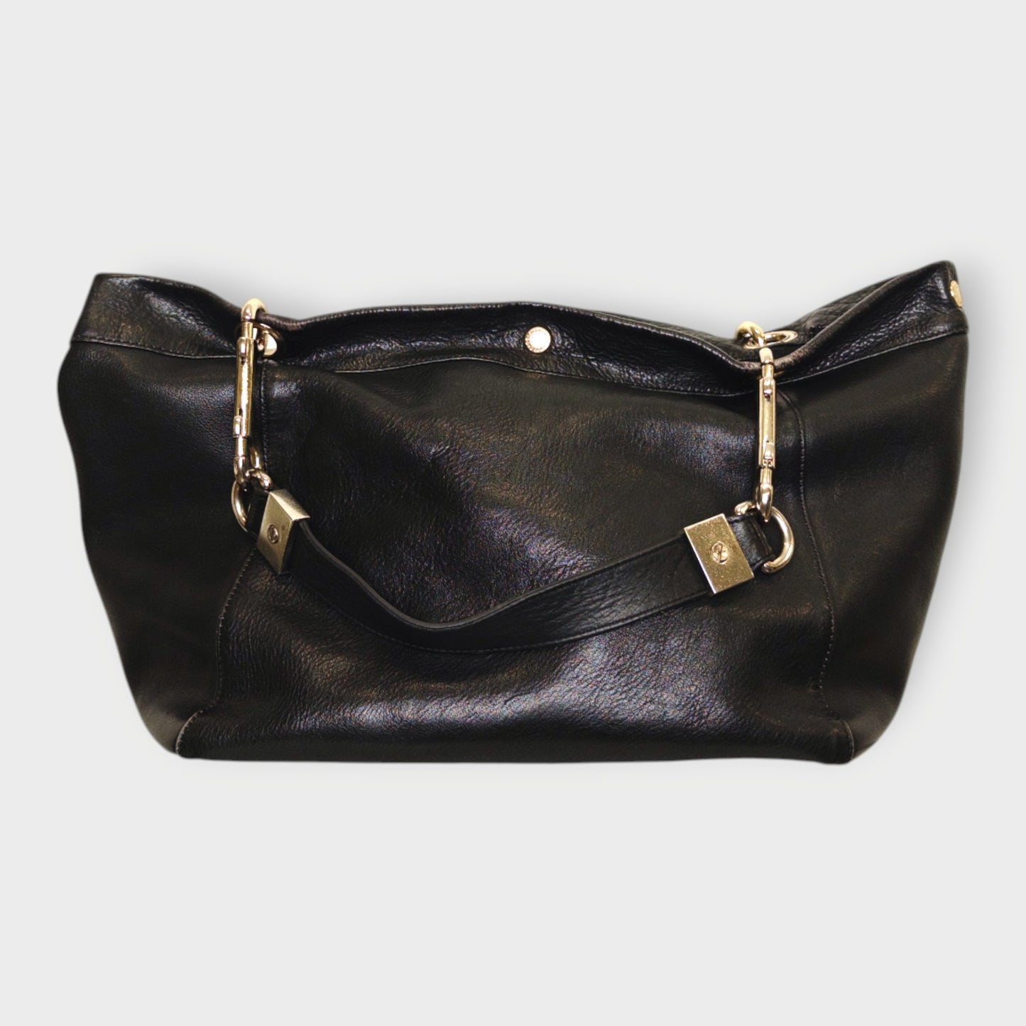 Leather & Silver Hardware Slouch Bag