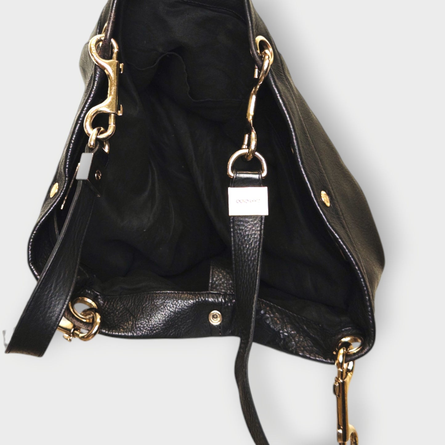 Leather & Silver Hardware Slouch Bag