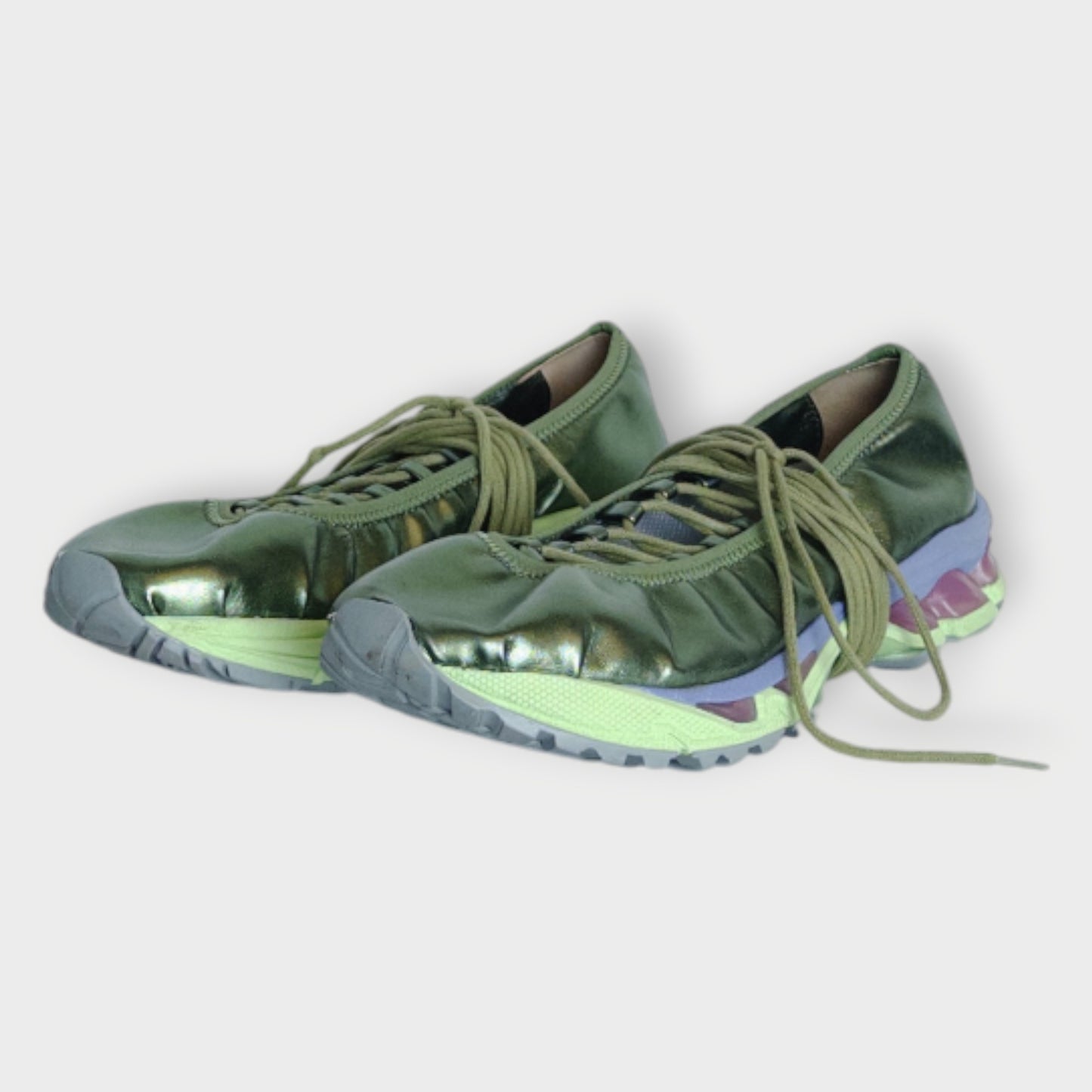 Green Hybrid Lace Up Sneakers