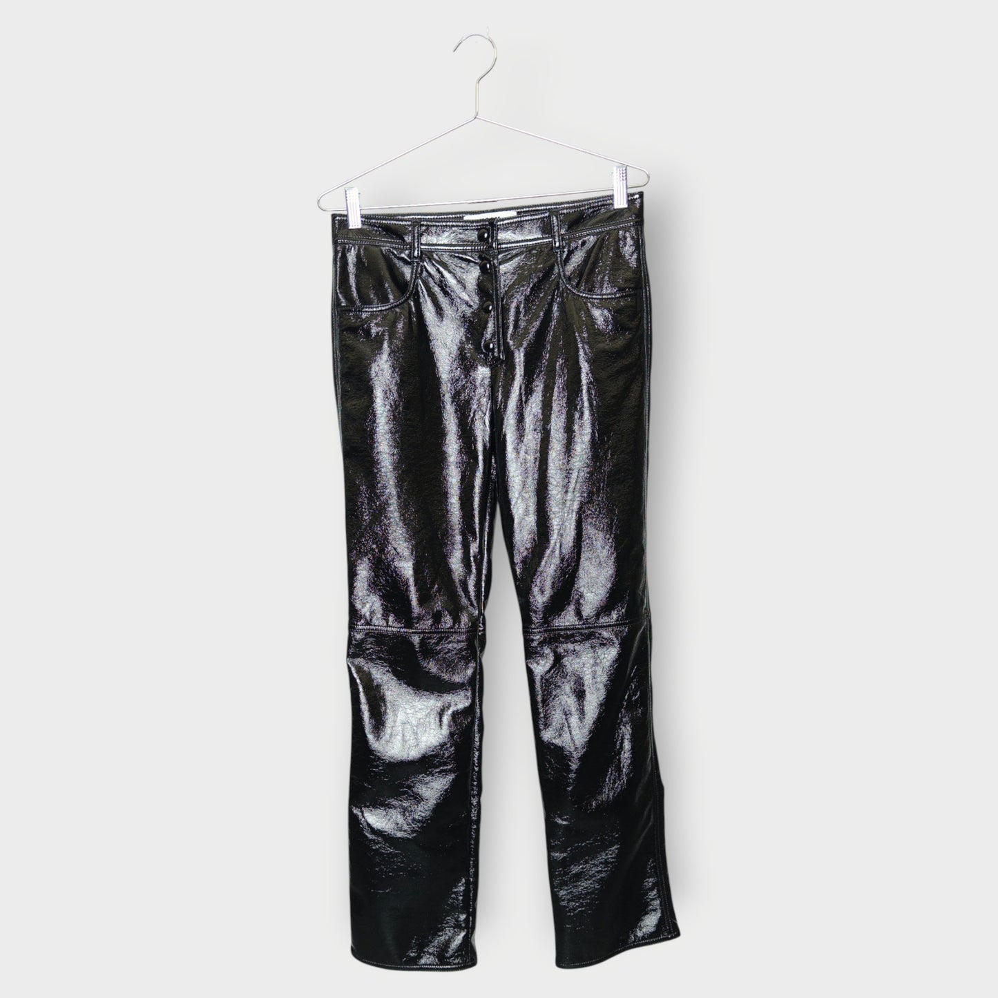 Shiny Button Up Straight Leg
