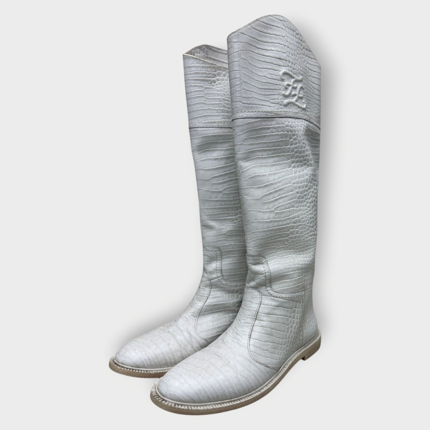 Leather Croc High Boots
