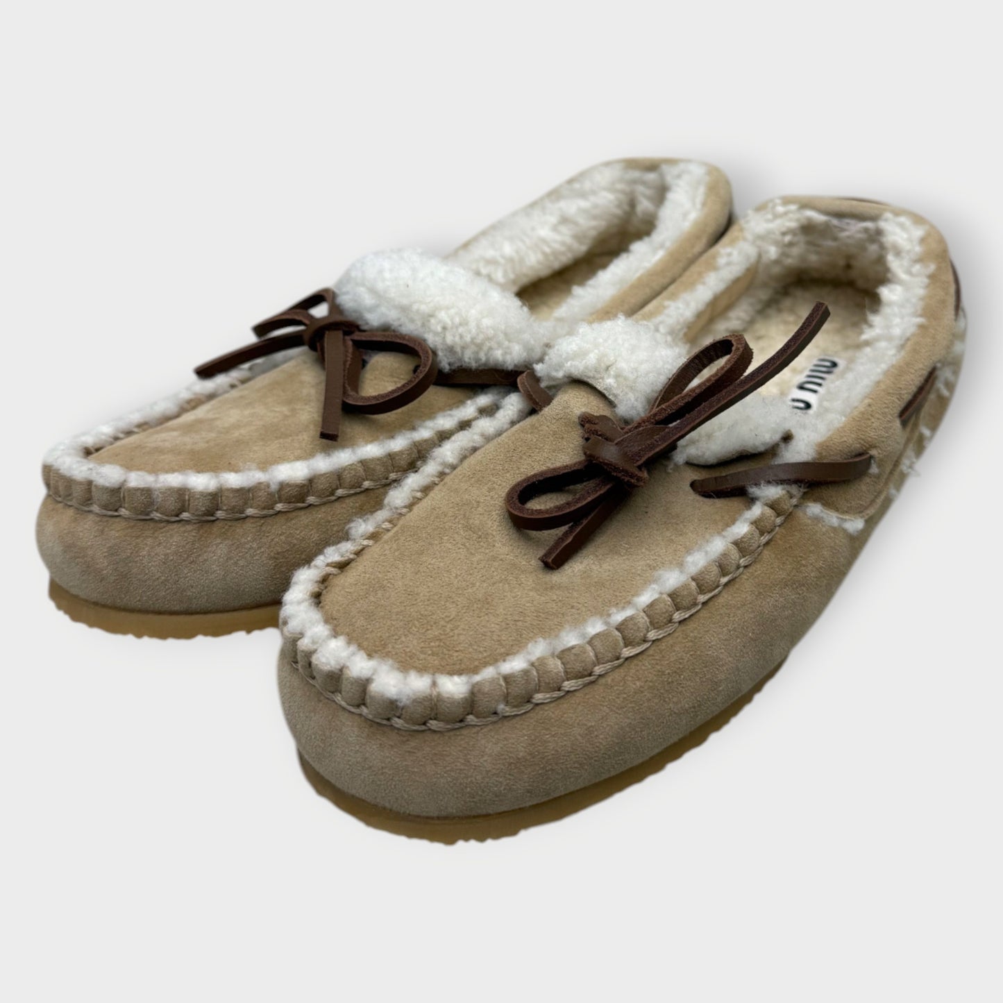 Suede Shearling Lined Moc Loafers