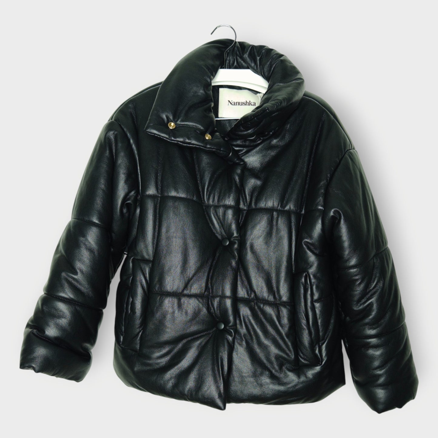 Faux Leather Puffer Jacket