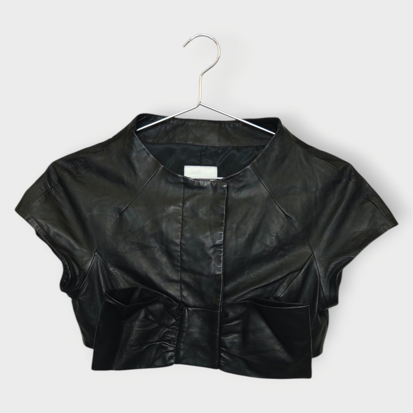 Leather Cap Sleeve Jacket Top