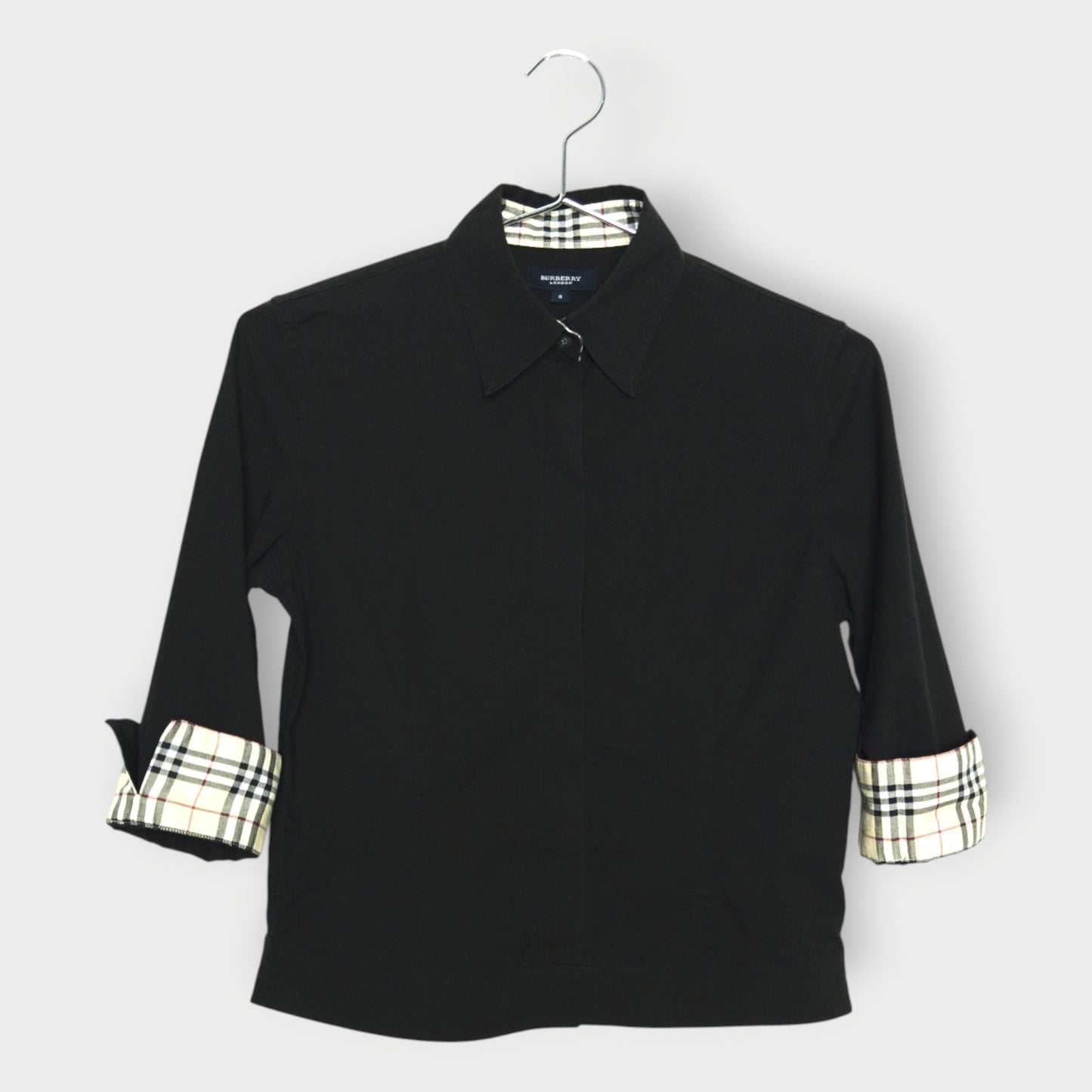 3/4 Sleeve Plaid Cuff Shirt