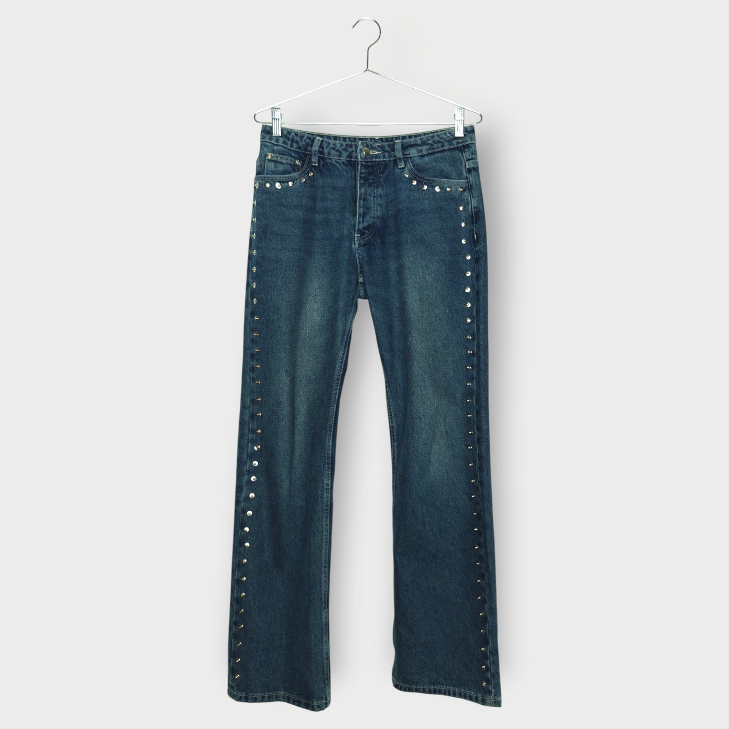 Mid Wash Studded Crowd Jeans