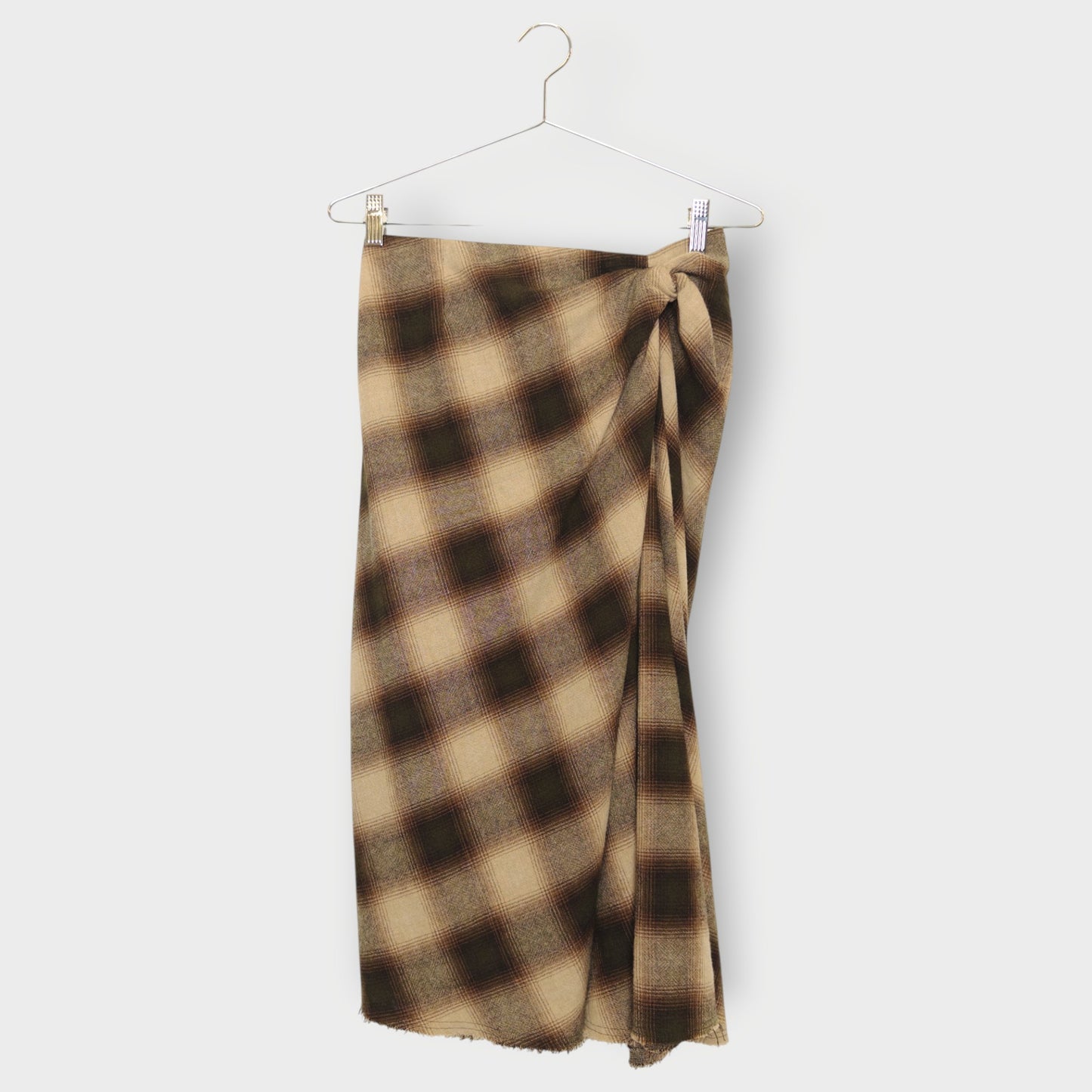 Plaid Ruched Midi Skirt