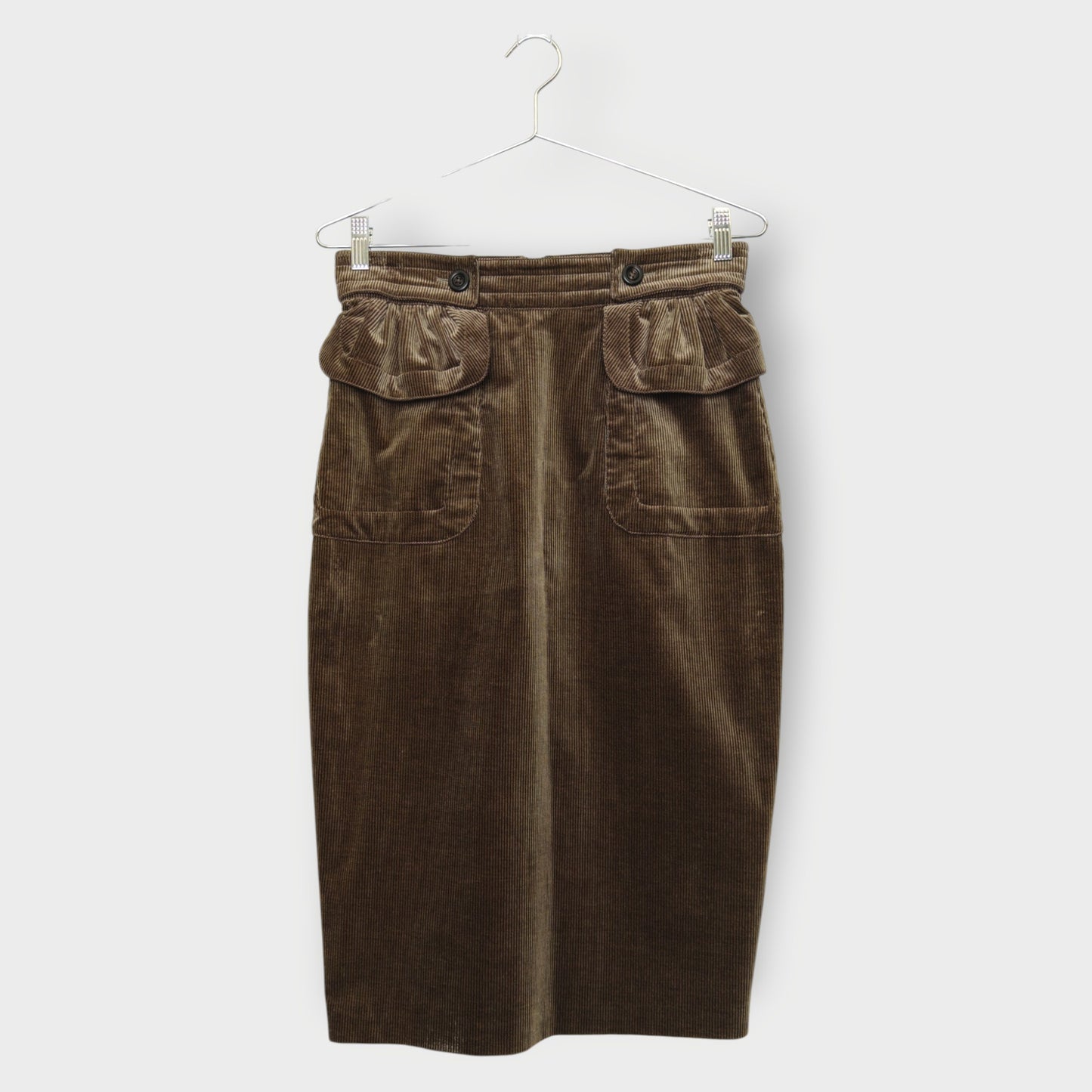 Corduroy Front Pockets Pencil Skirt