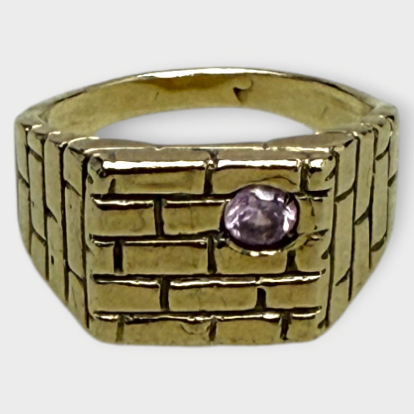 Pink Sapphire Brick 9K Ring