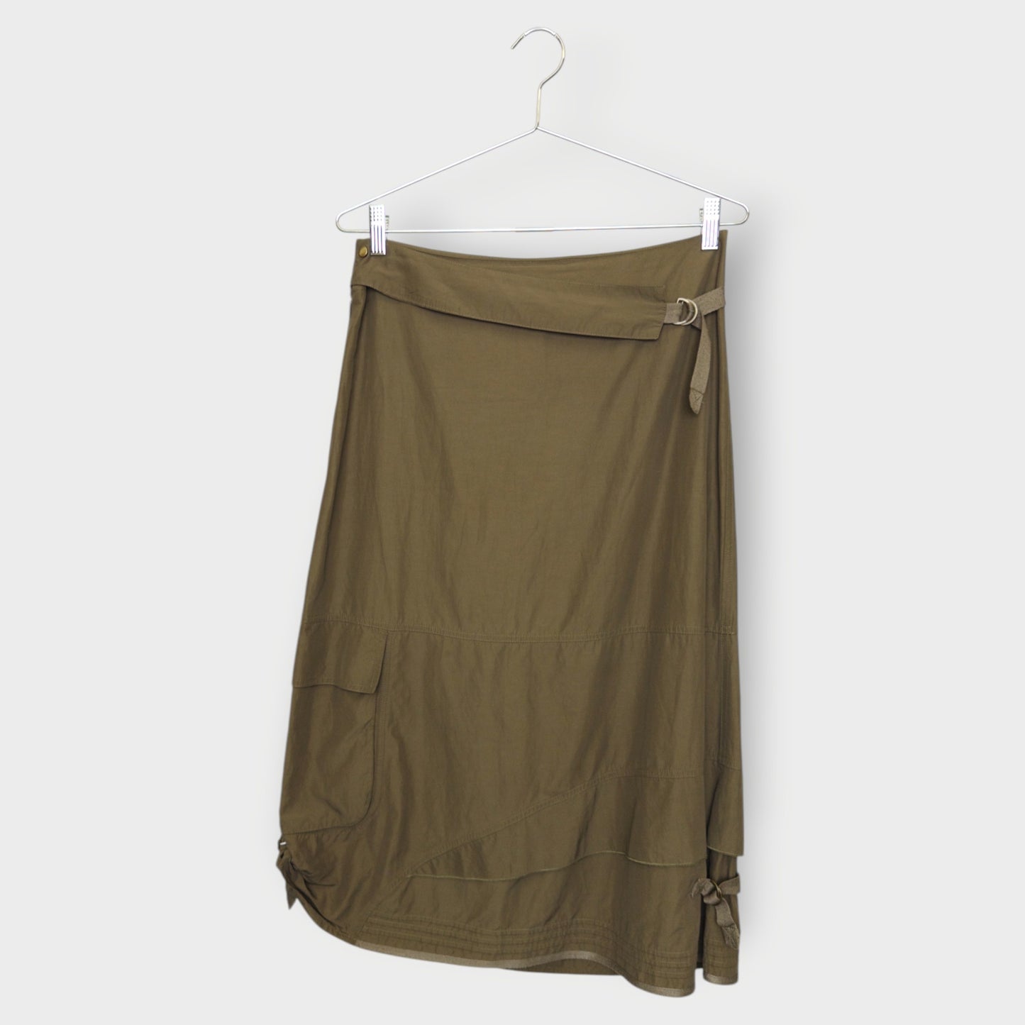 Belt & Zip Cargo Midi Skirt