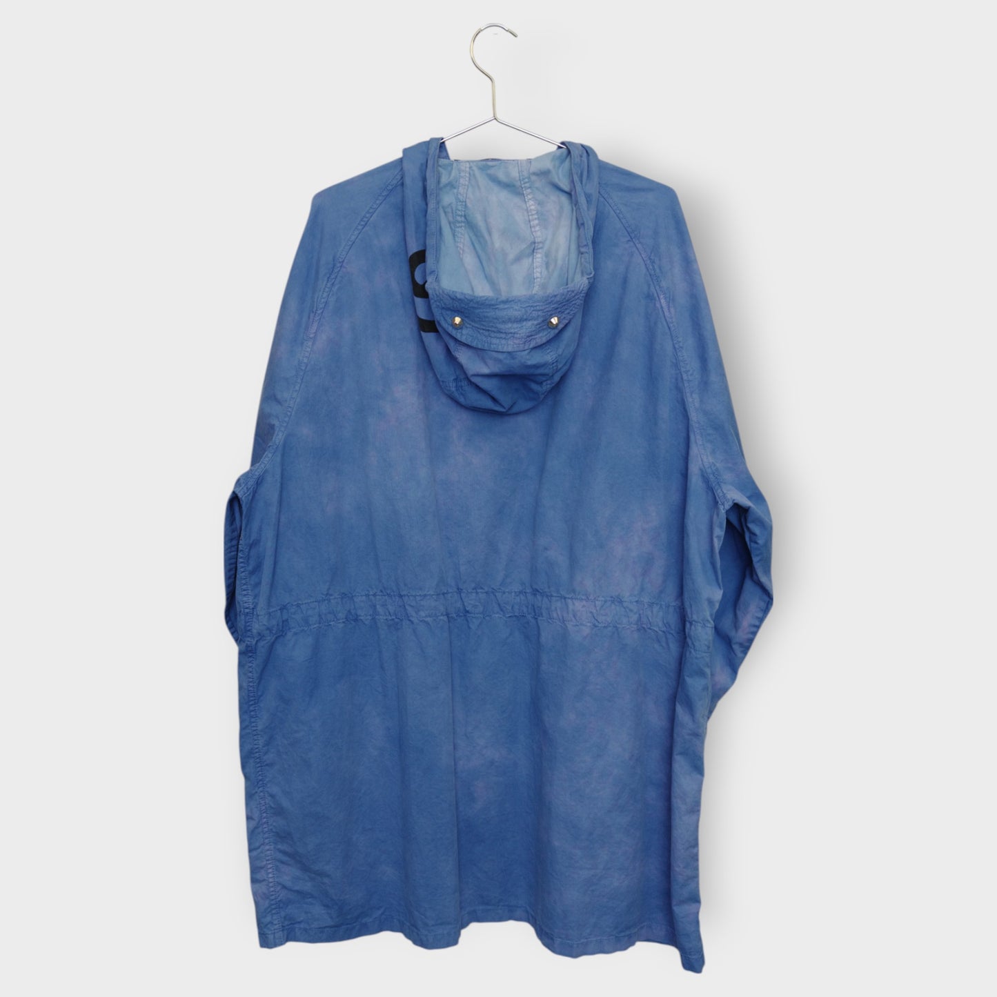 Blue Cotton Stud Detail Hooded Jacket