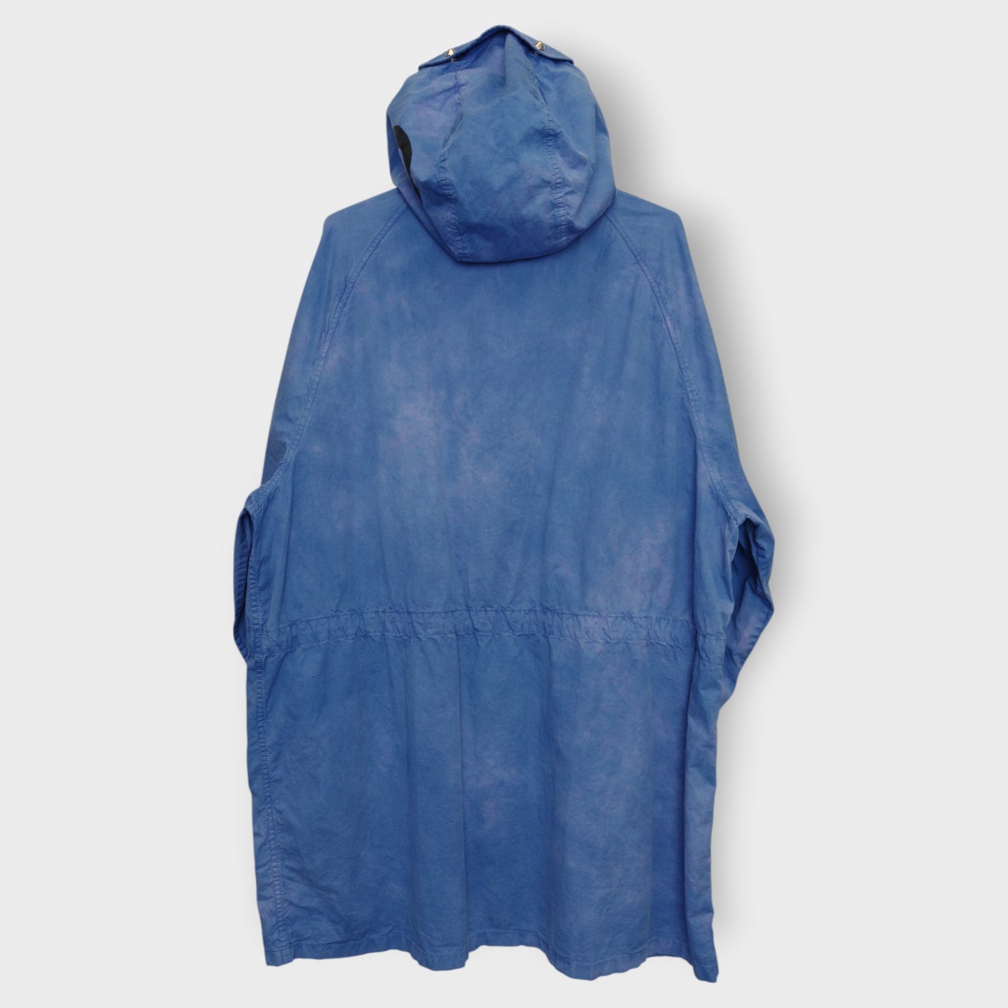 Blue Cotton Stud Detail Hooded Jacket