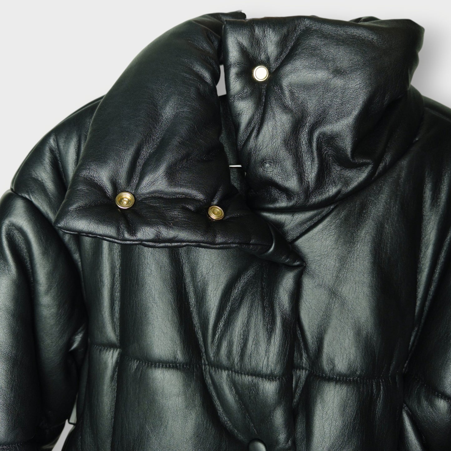Faux Leather Puffer Jacket