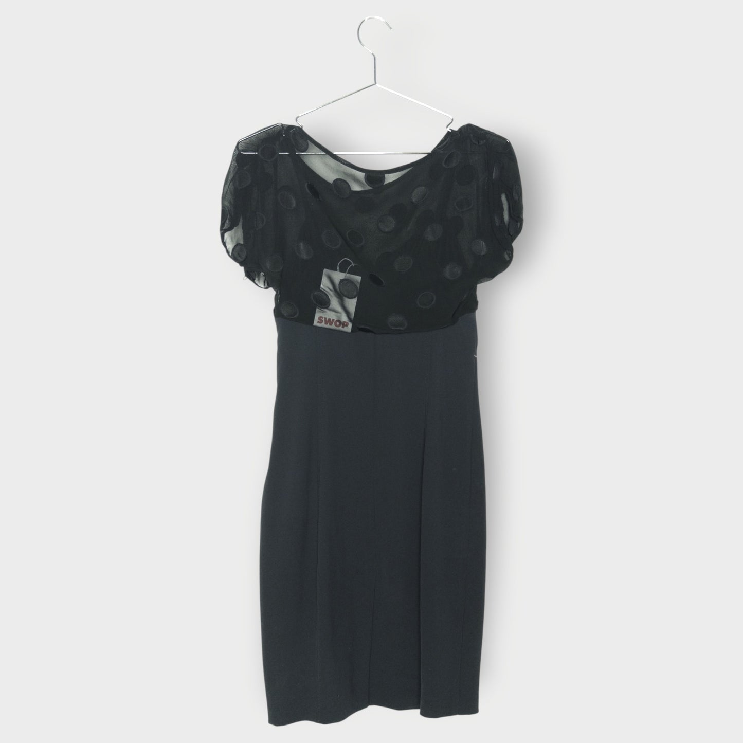 Sheer Spot Bodice Pencil Dress