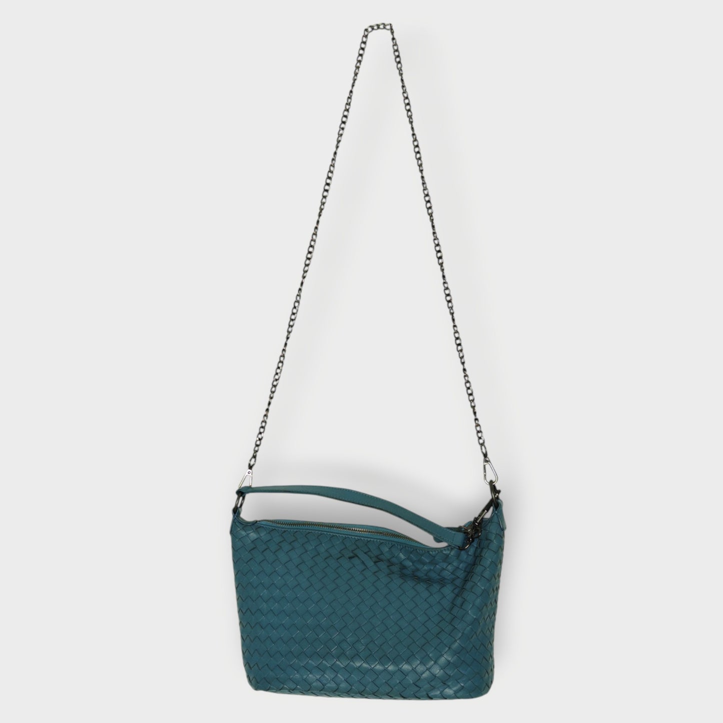 Woven Leather Chain Strap Bag