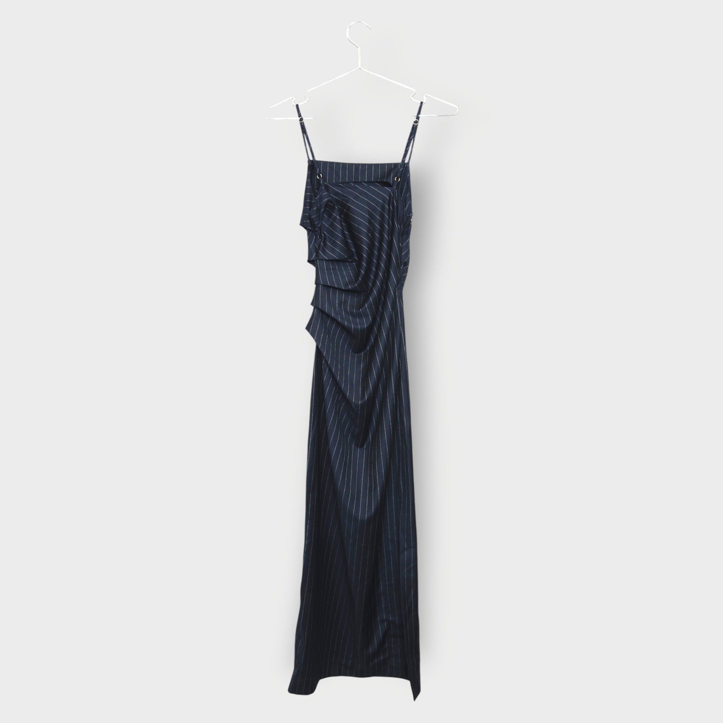 Pinstripe Draped Maxi Dress