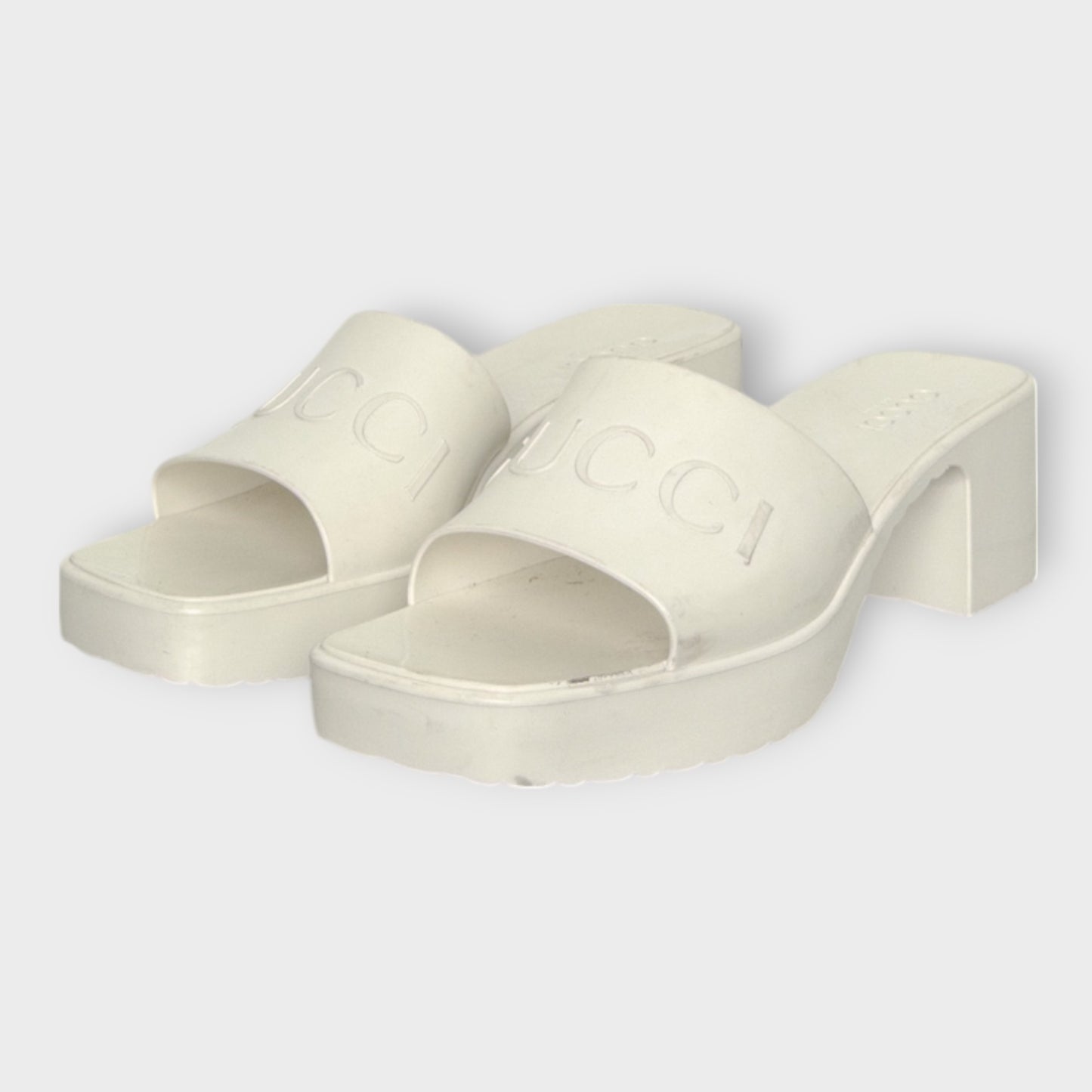 Rubber Low Heel Slide Sandal