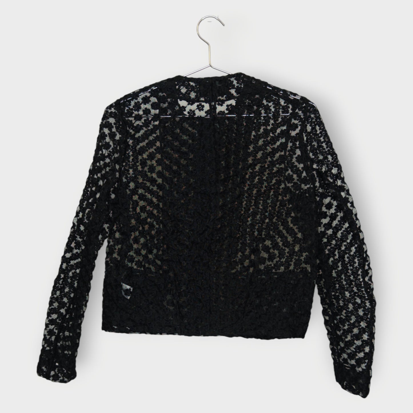 Mesh Floral Collarless Jacket