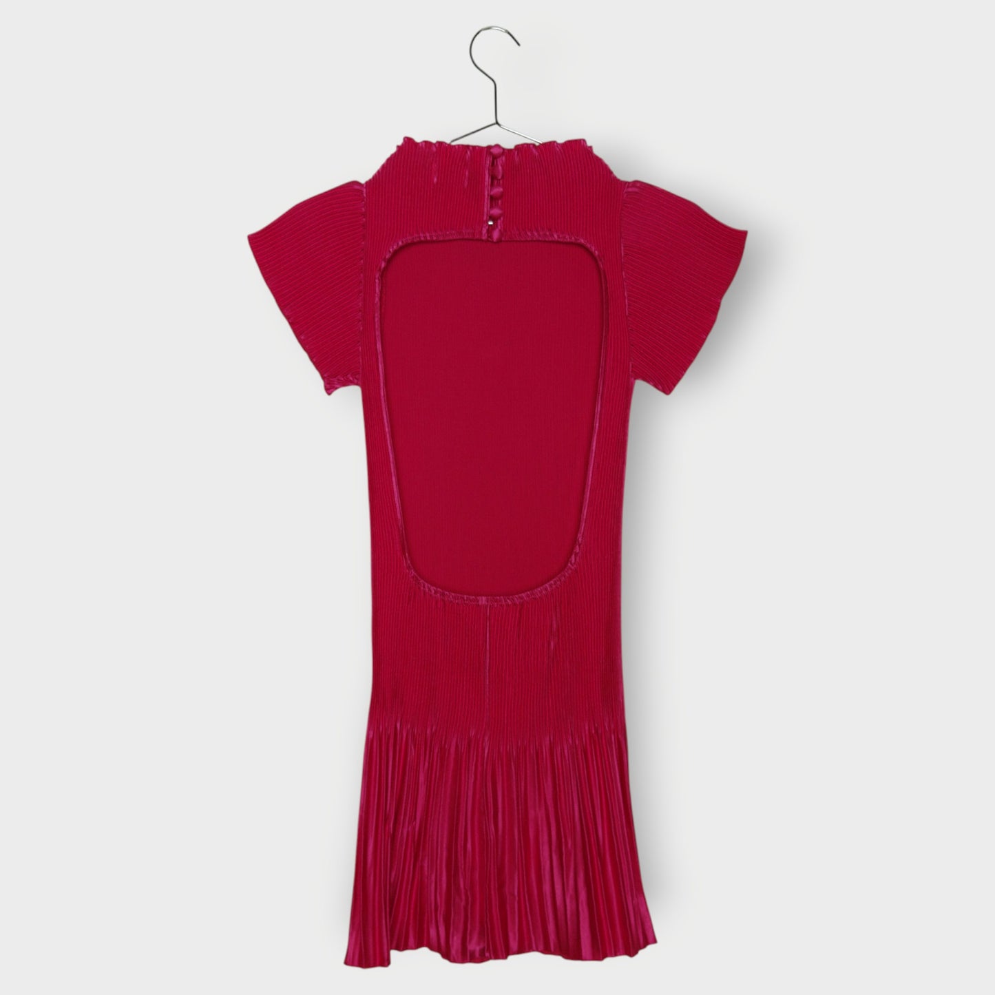 Perma Pleat Open Back Mini Dress