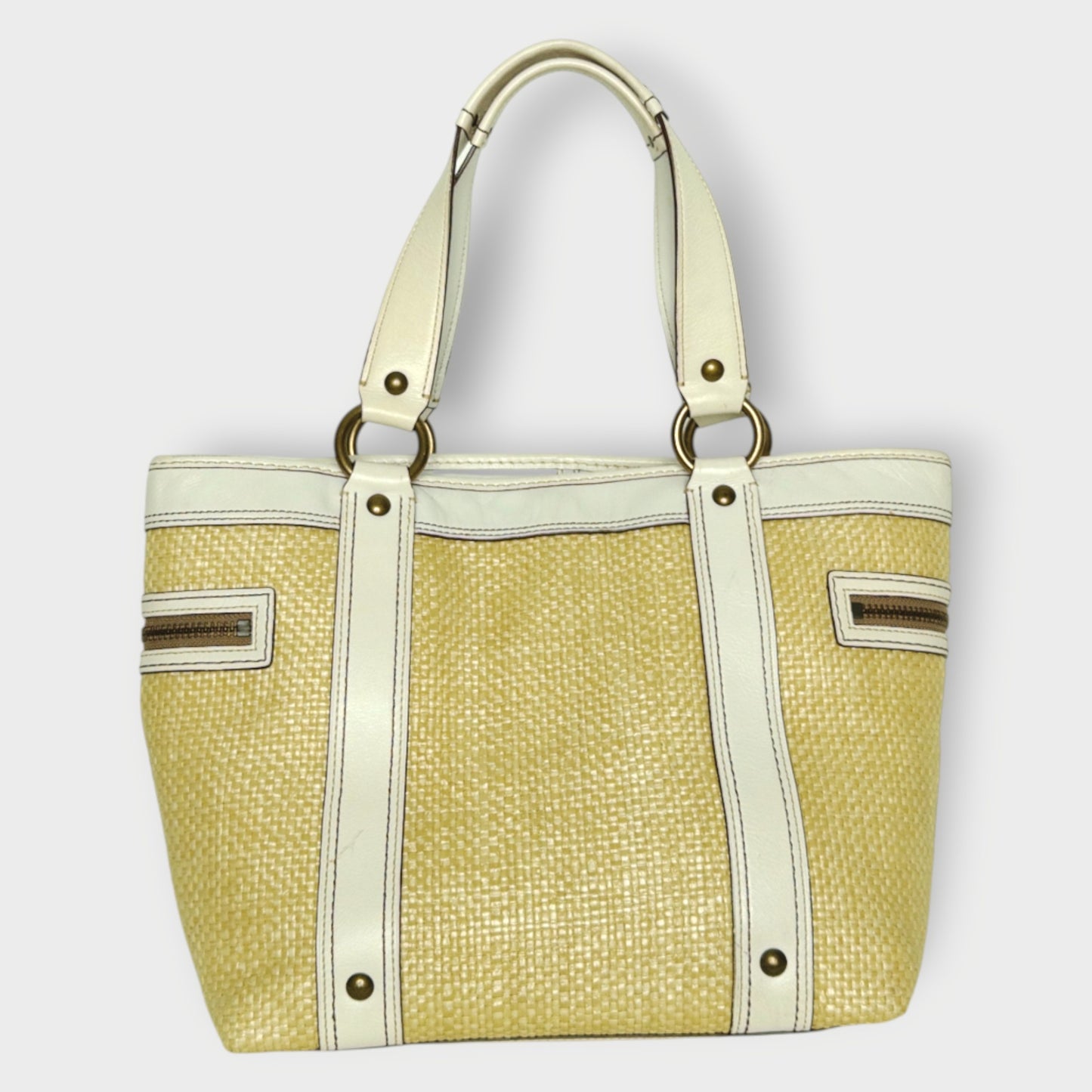 Leather Woven Straw Legacy Bag