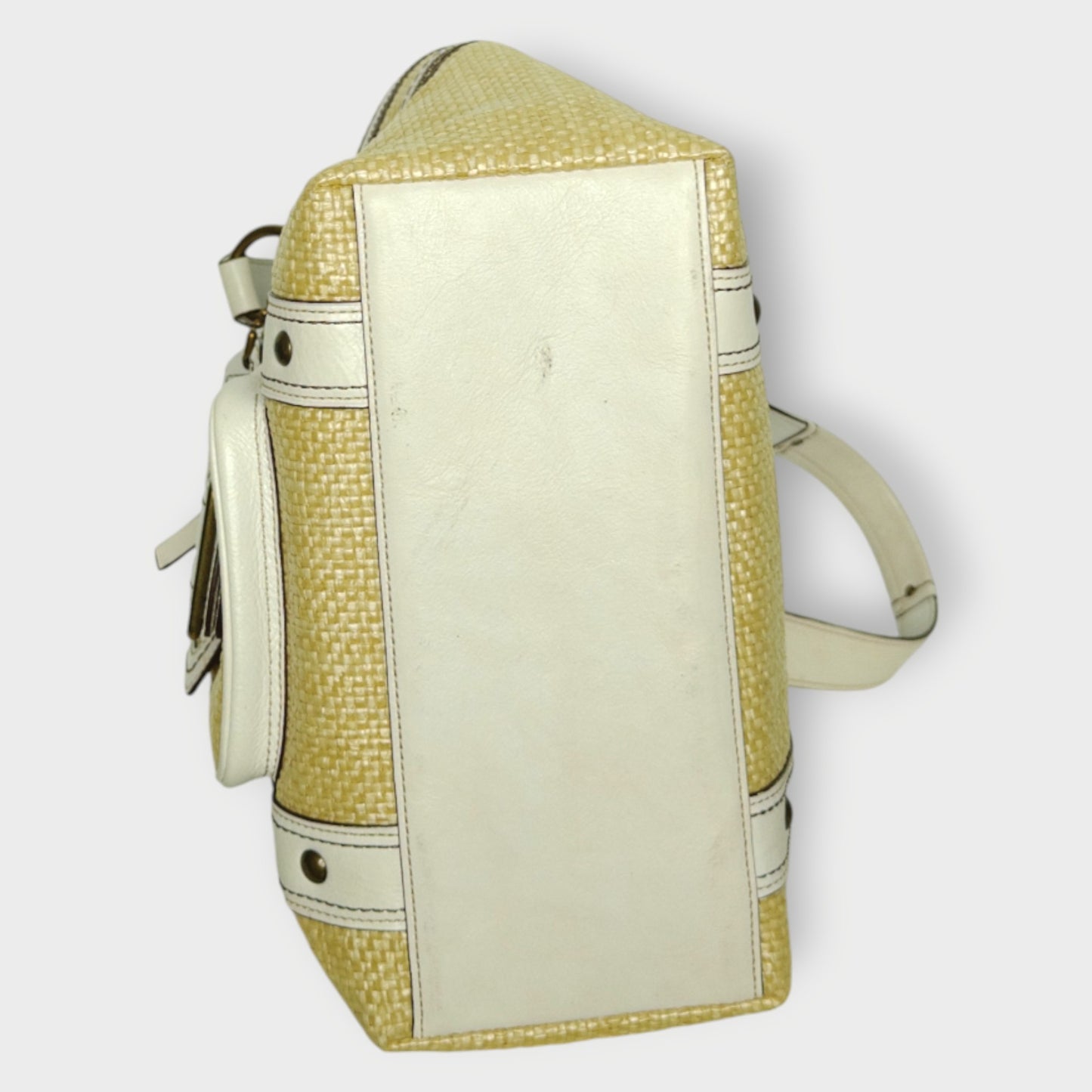 Leather Woven Straw Legacy Bag