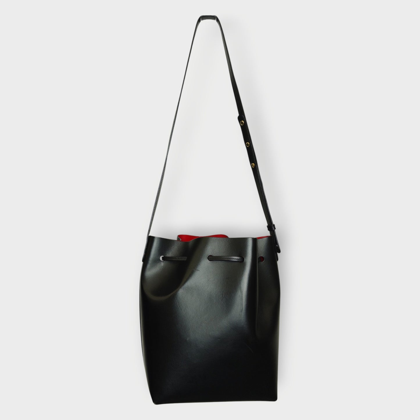 Leather Drawstring Bucket Bag