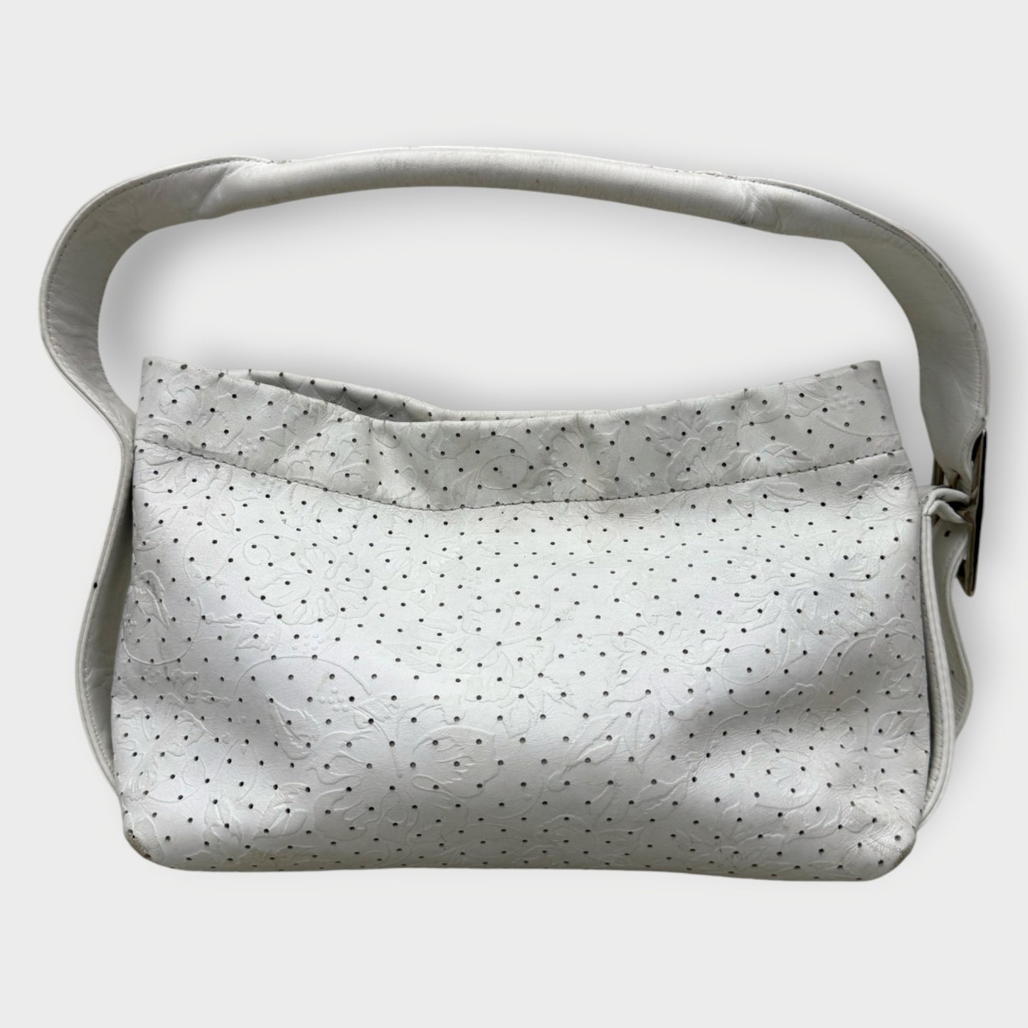 Perforation Floral Leather Shoulder Bag