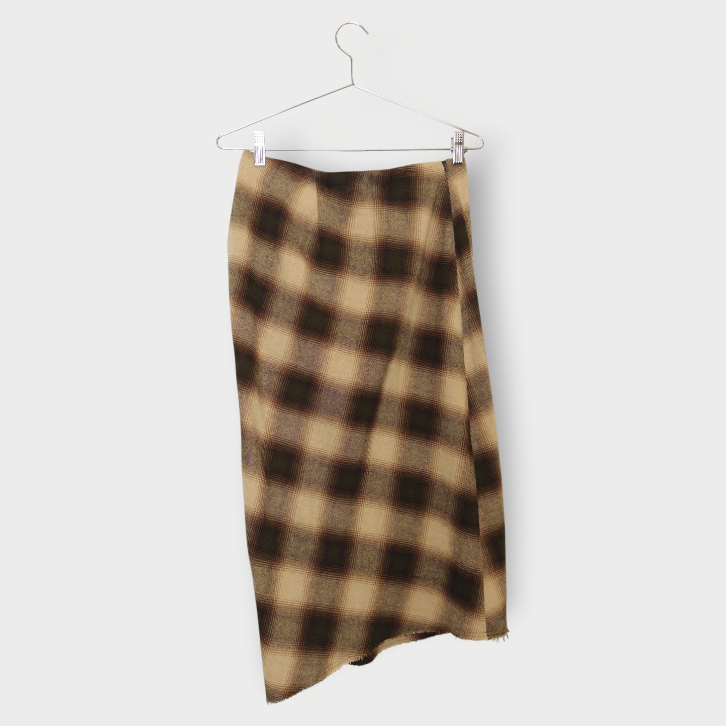 Plaid Ruched Midi Skirt