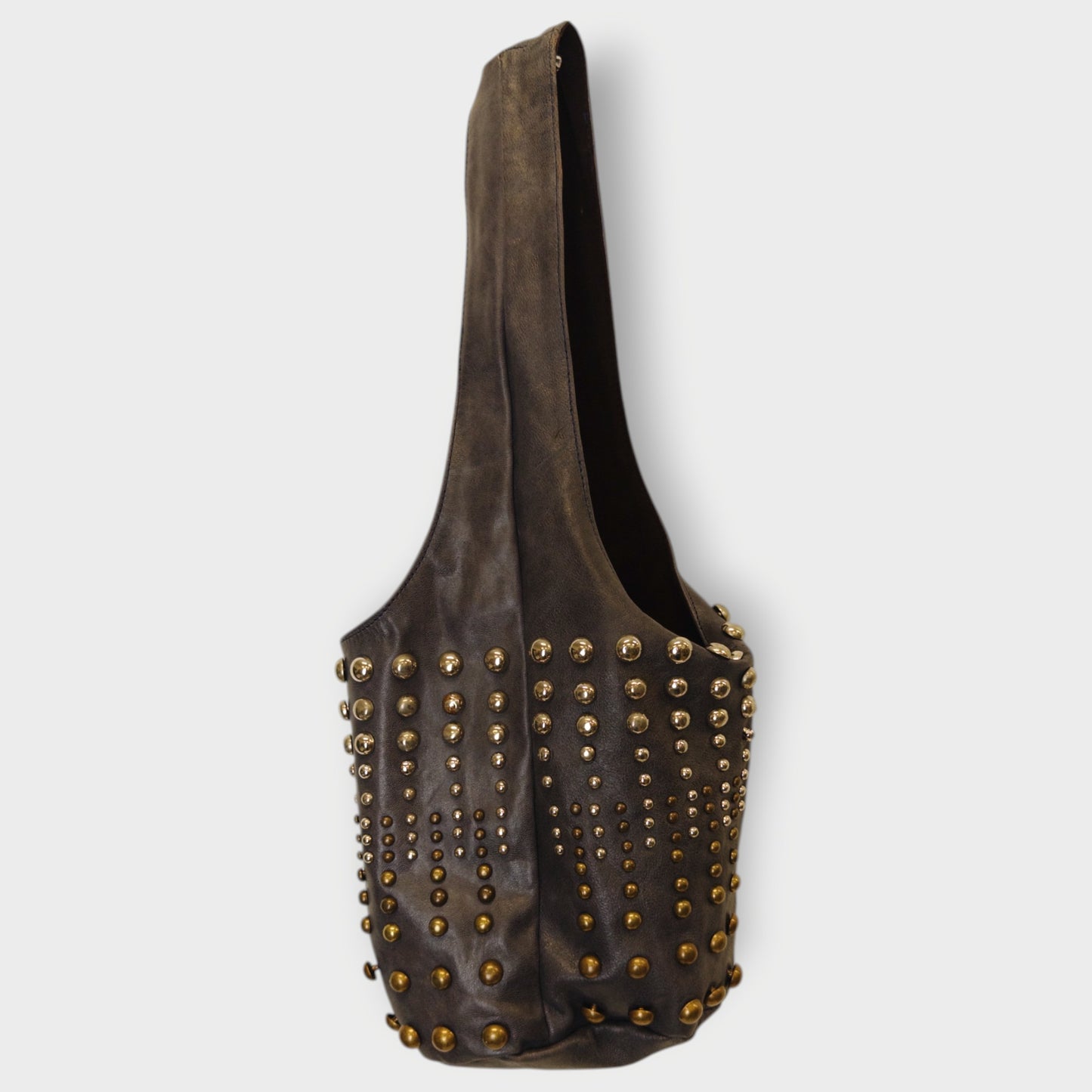 Leather Feel Studded Shoulder Bag