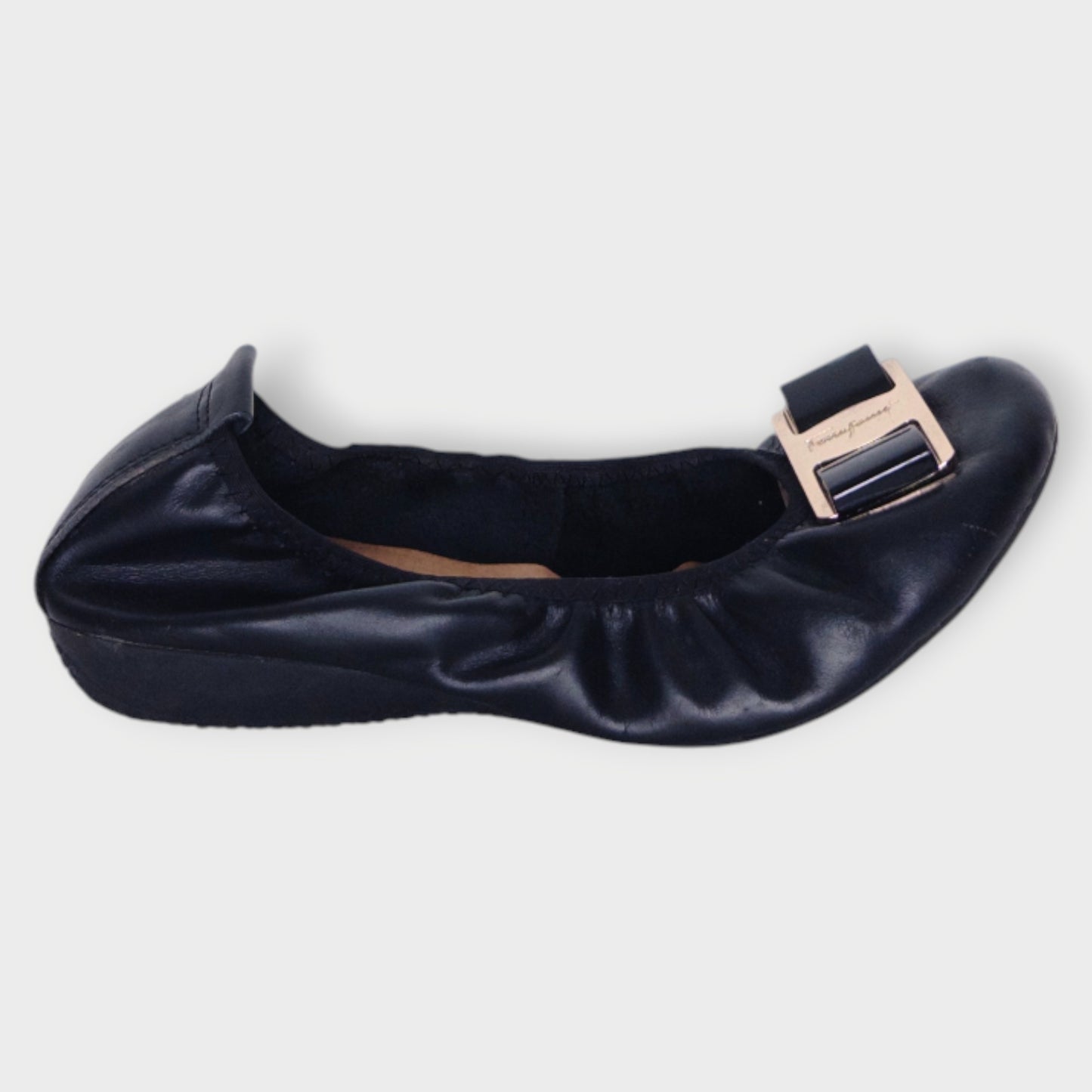 Leather Gold Buckle Ballet Flat