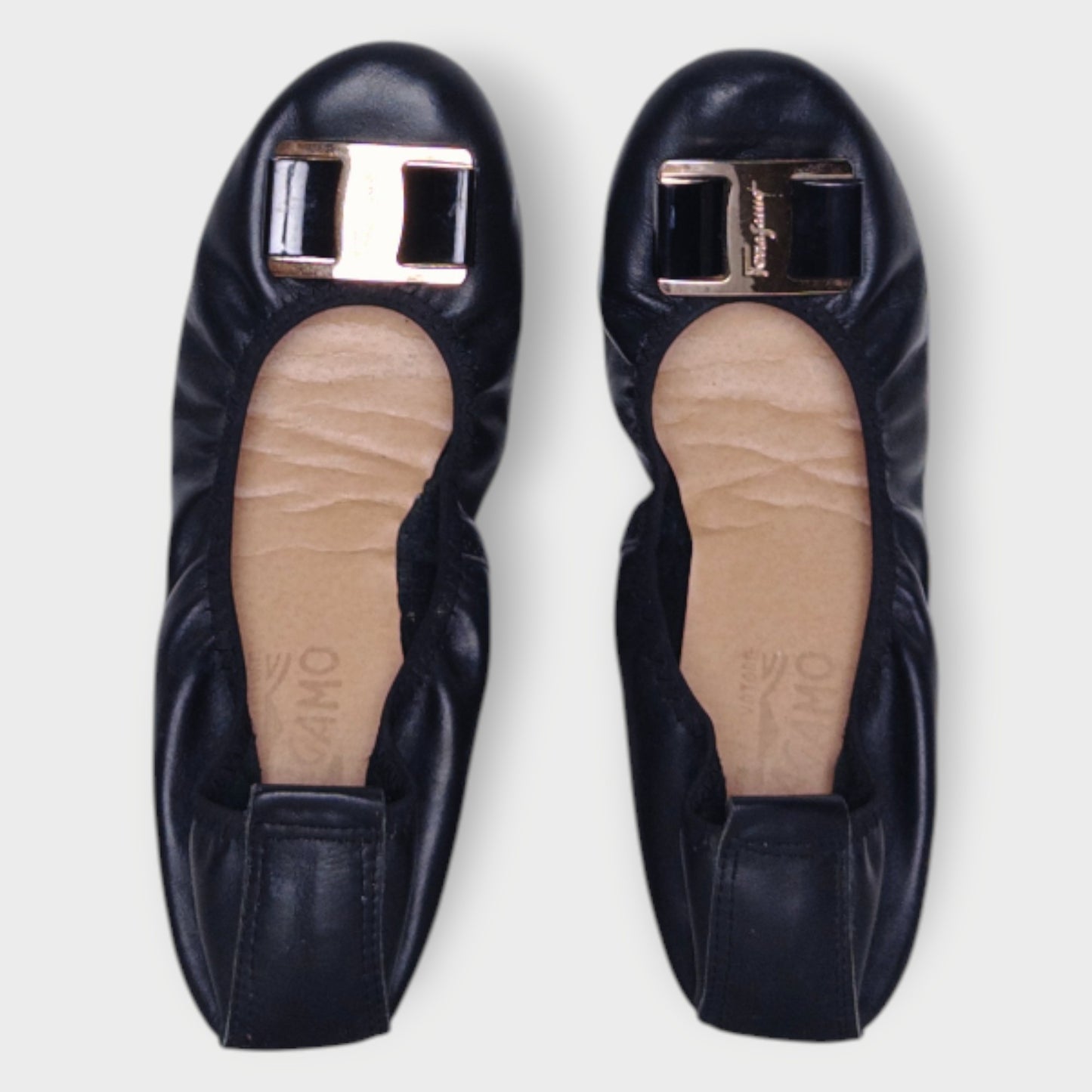 Leather Gold Buckle Ballet Flat
