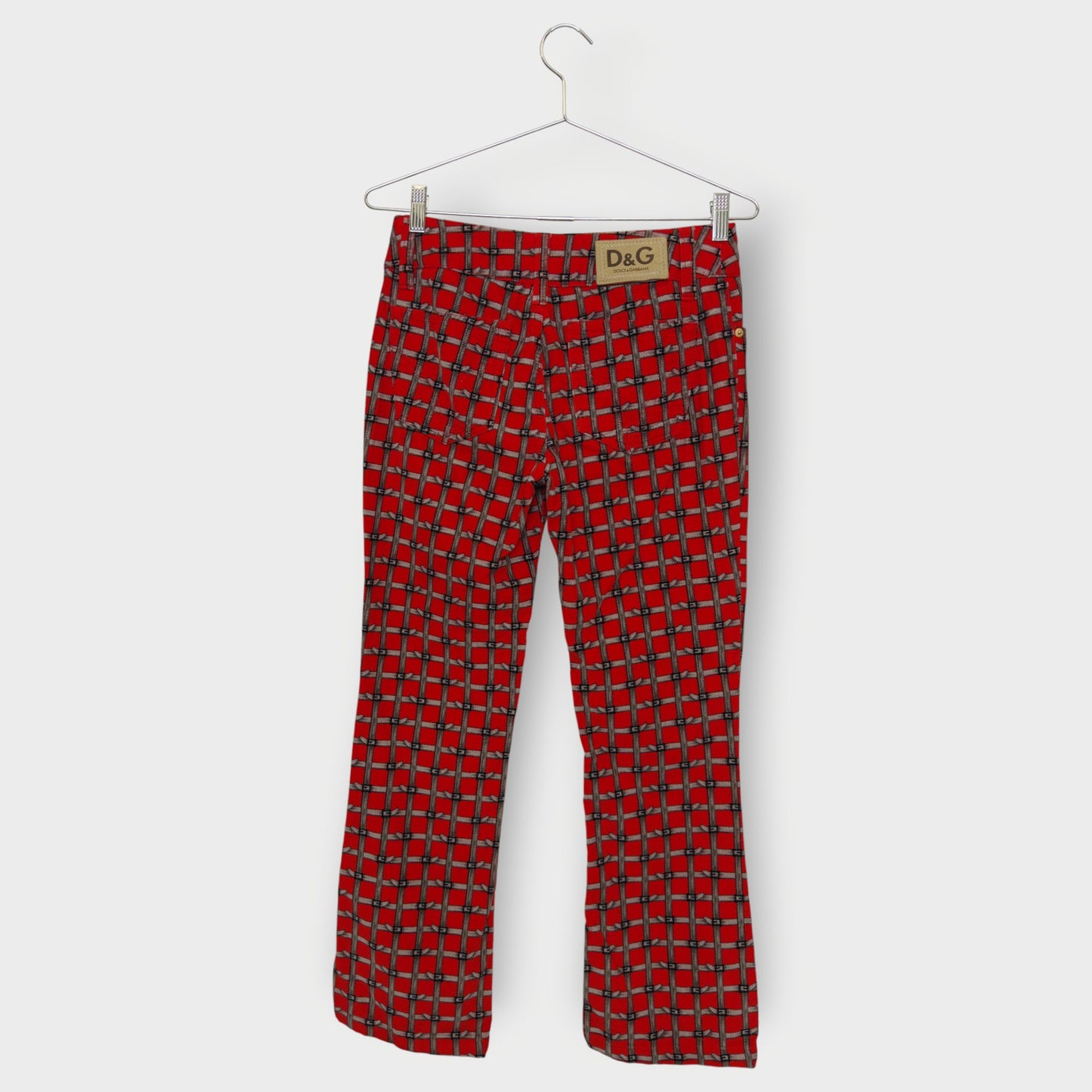 Belt Print Velvet Pants