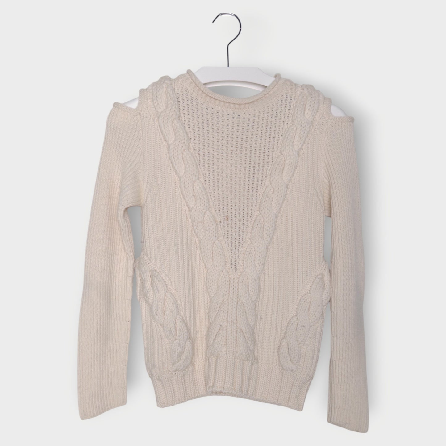Cable Knit Cold Shoulder Jumper