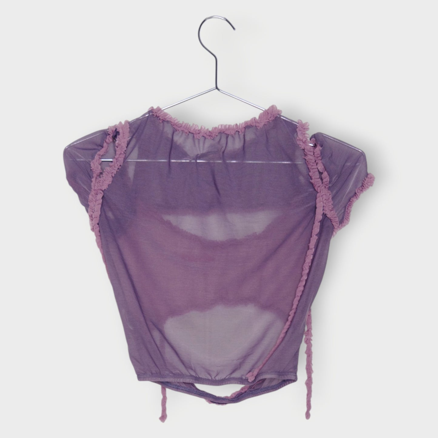 Semi Sheer Ruffle Trim T-Shirt