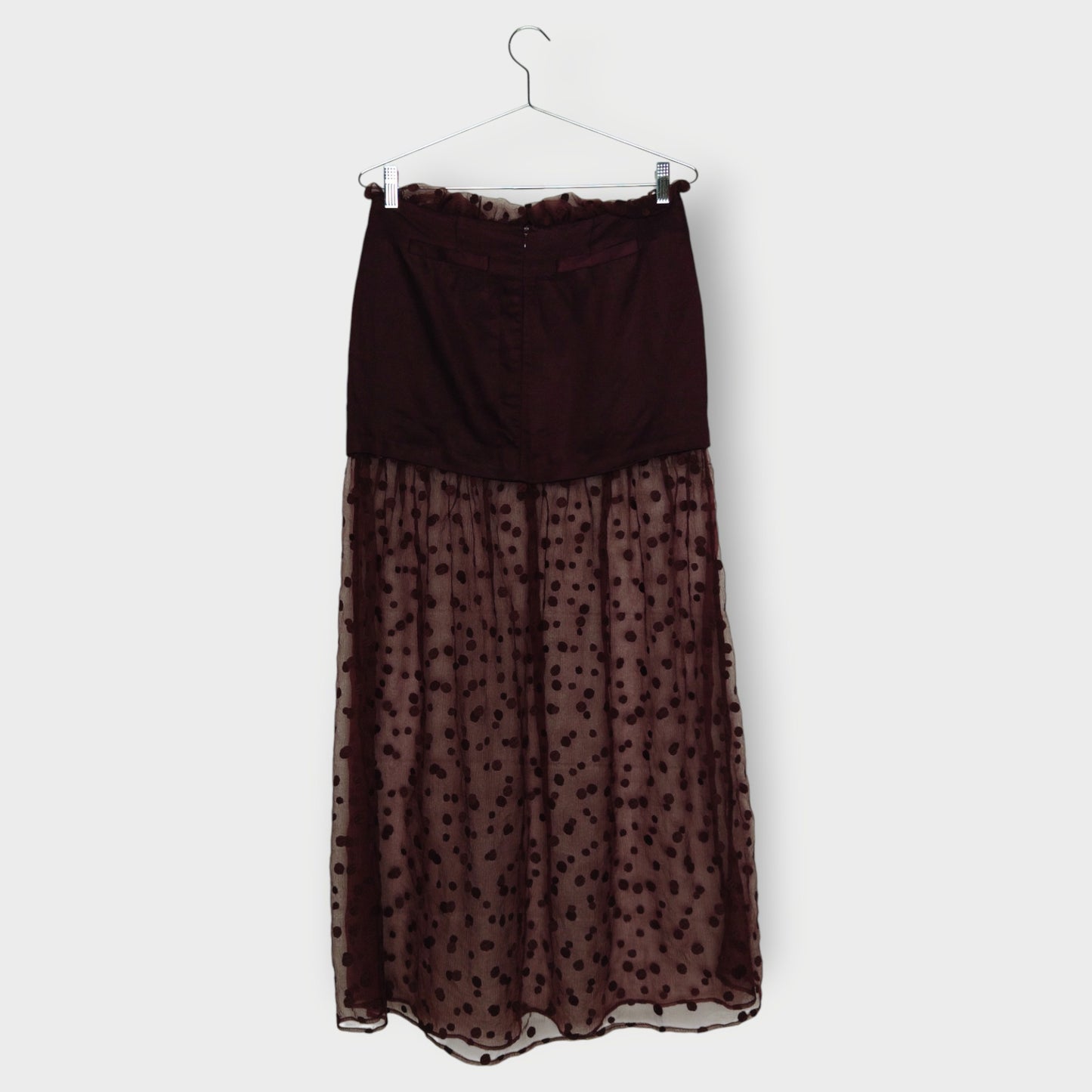Sheer Polkadot Panel Maxi Skirt