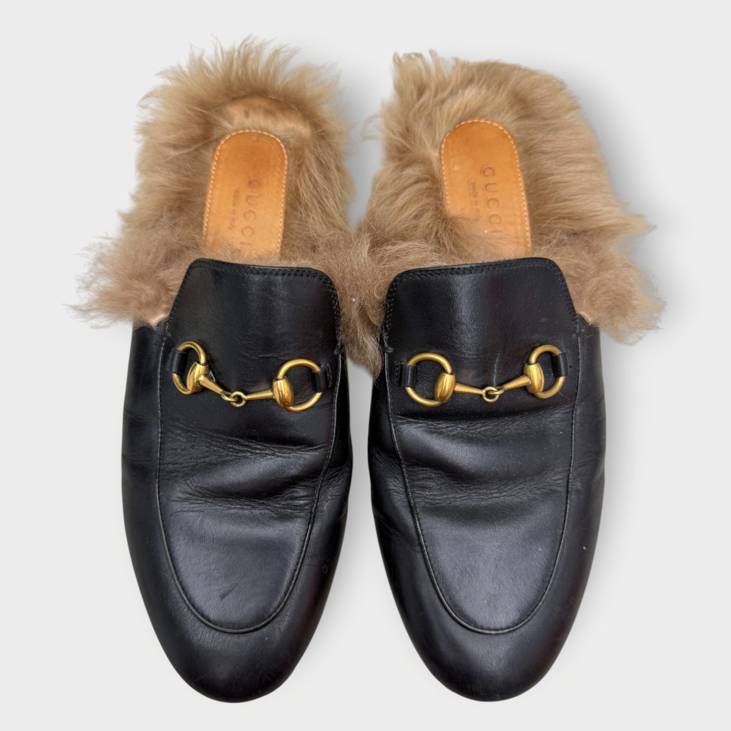 Leather Fur Horsebit Loafer